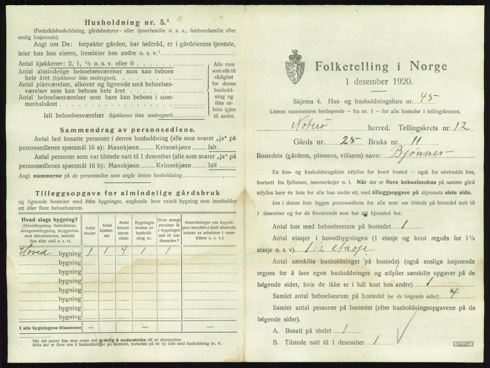 SAKO, 1920 census for Nøtterøy, 1920, p. 2541