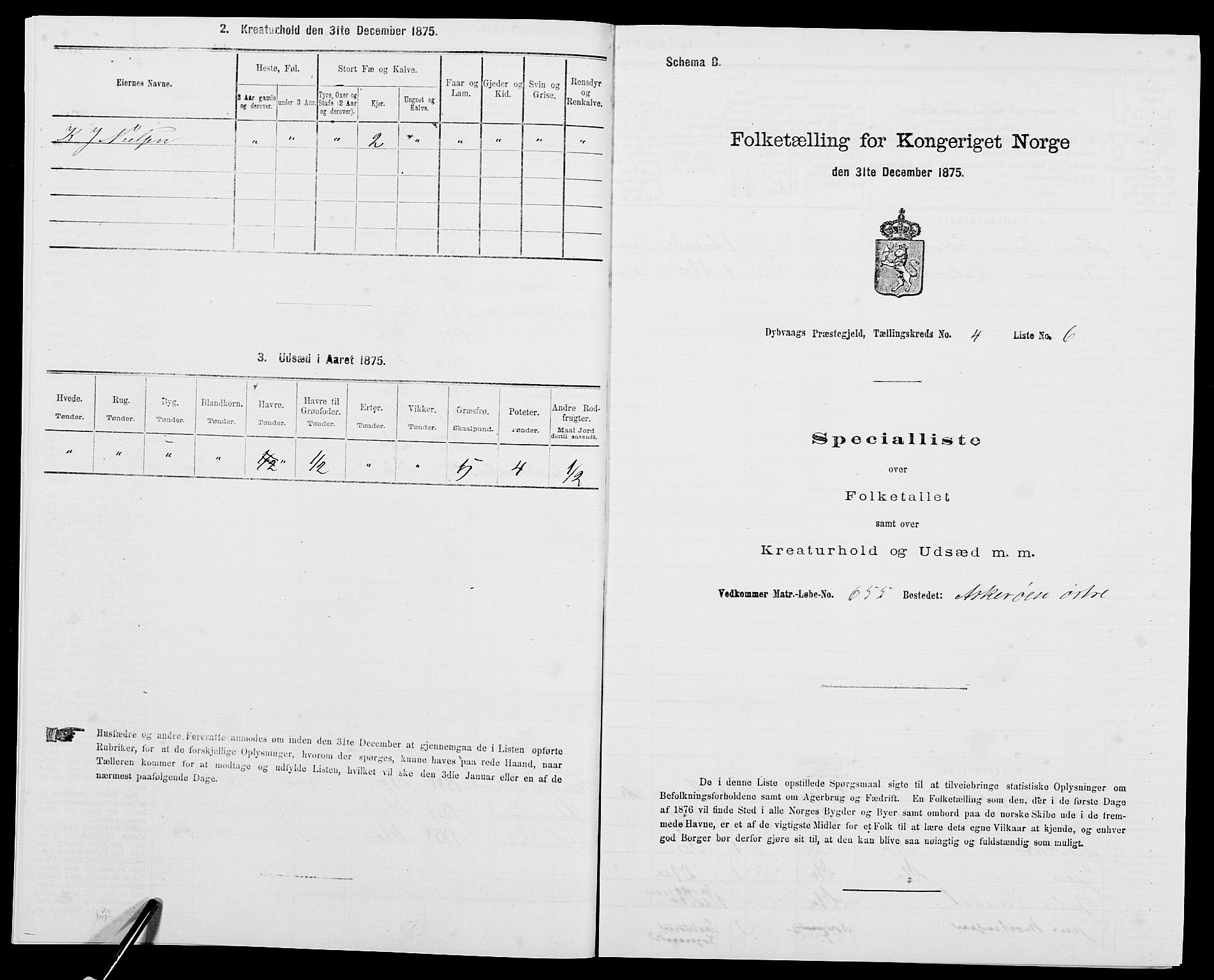 SAK, 1875 census for 0915P Dypvåg, 1875, p. 441