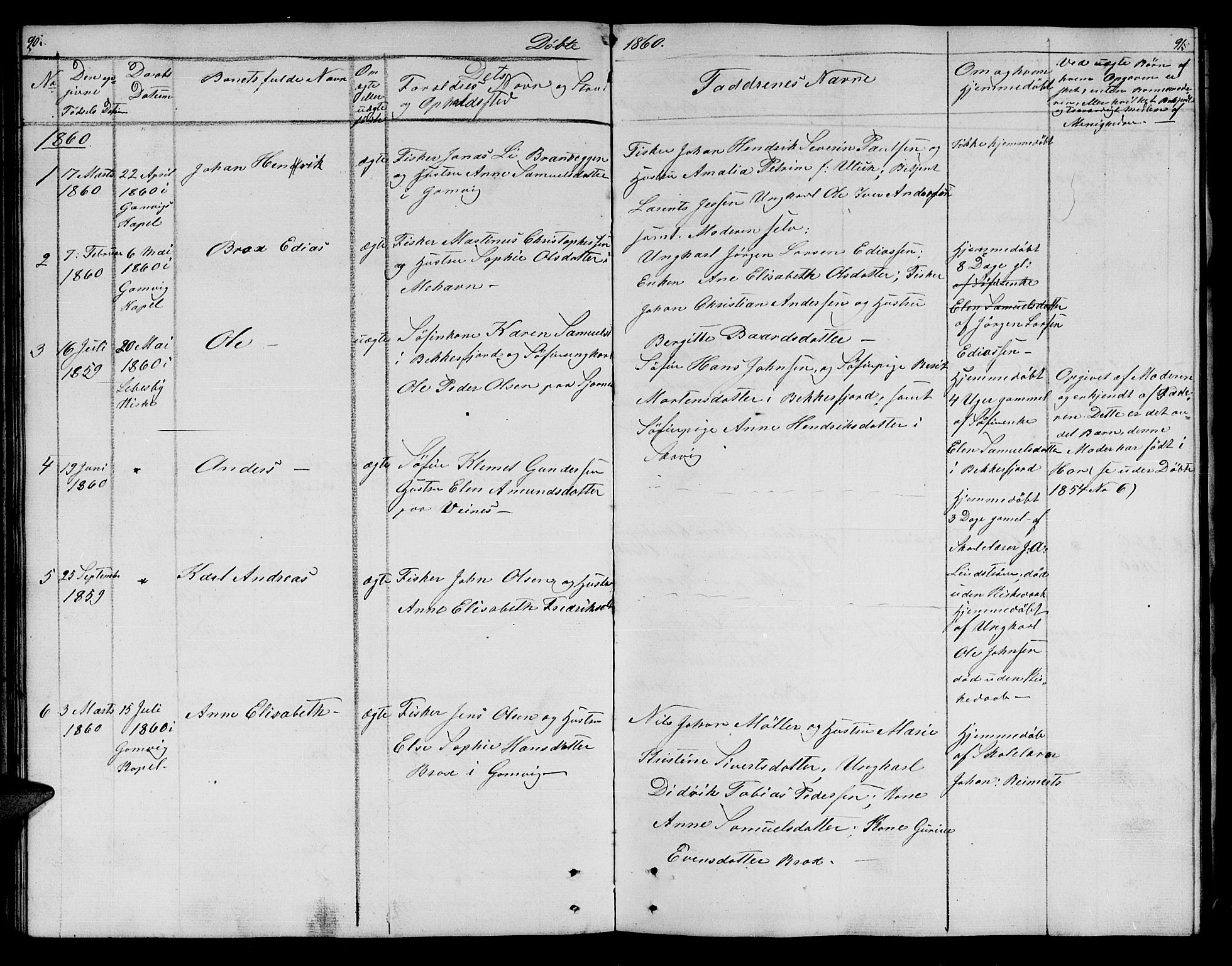 Lebesby sokneprestkontor, AV/SATØ-S-1353/H/Hb/L0001klokker: Parish register (copy) no. 1, 1846-1862, p. 90-91