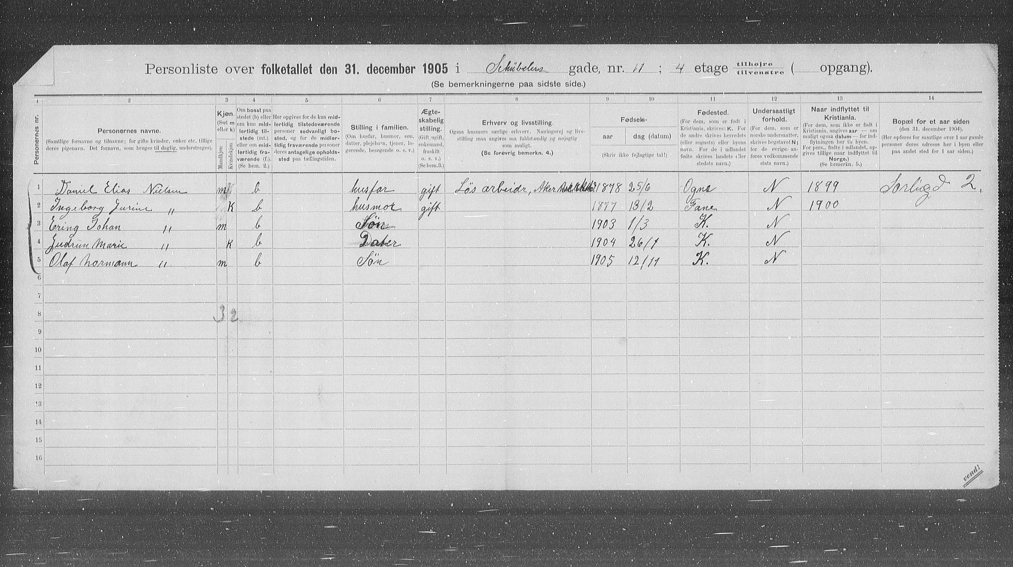 OBA, Municipal Census 1905 for Kristiania, 1905, p. 48297