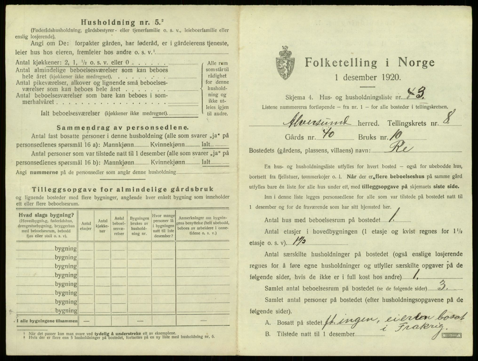 SAB, 1920 census for Alversund, 1920, p. 665