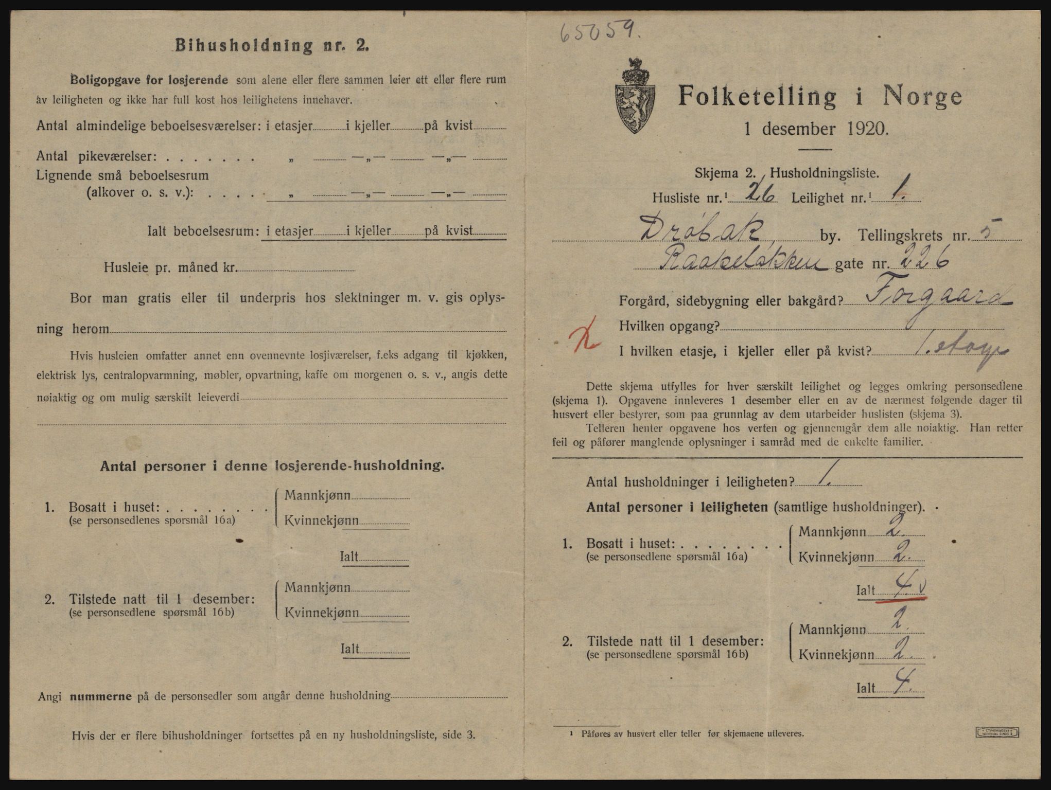 SAO, 1920 census for Drøbak, 1920, p. 1489