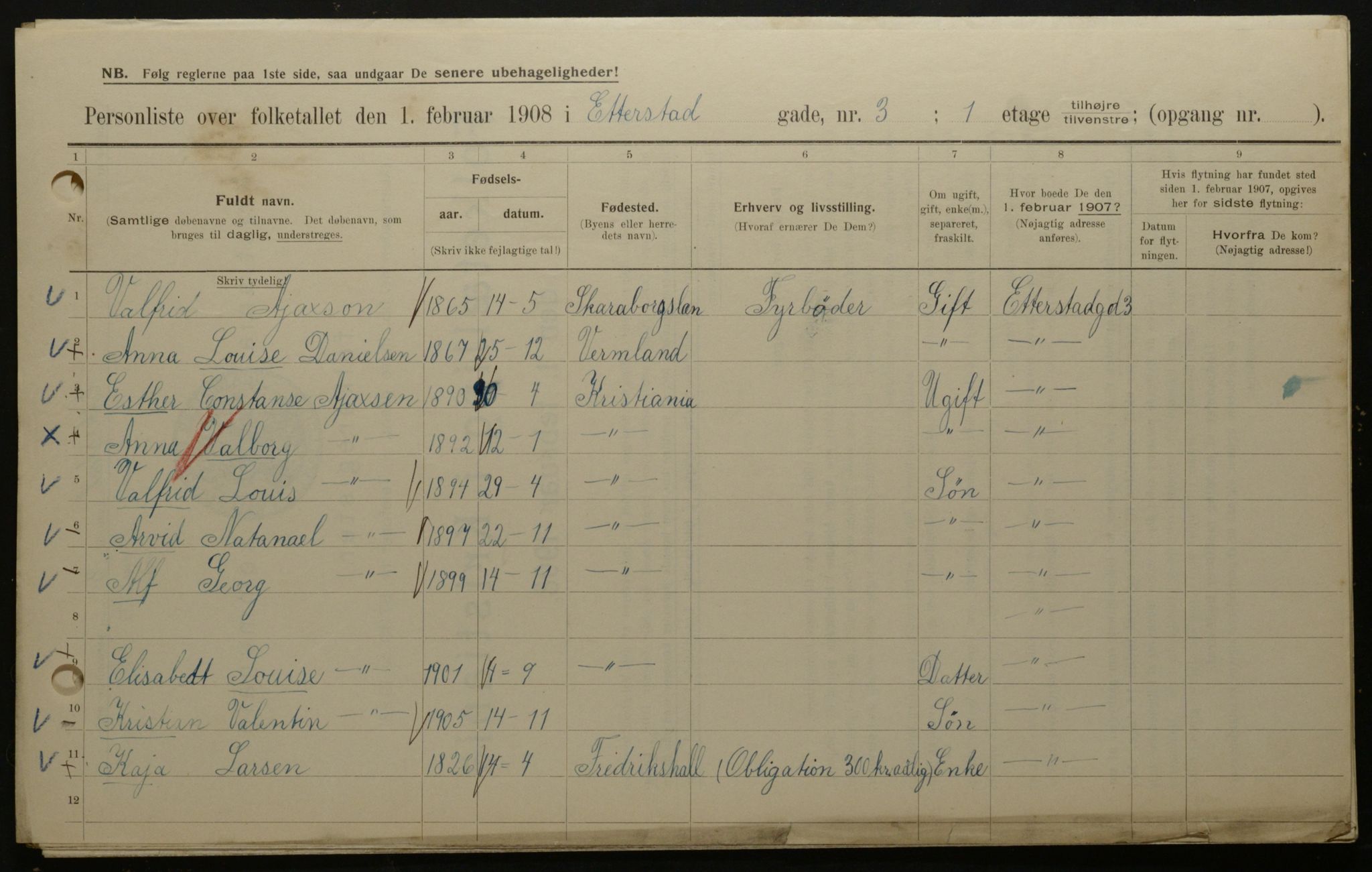 OBA, Municipal Census 1908 for Kristiania, 1908, p. 20358