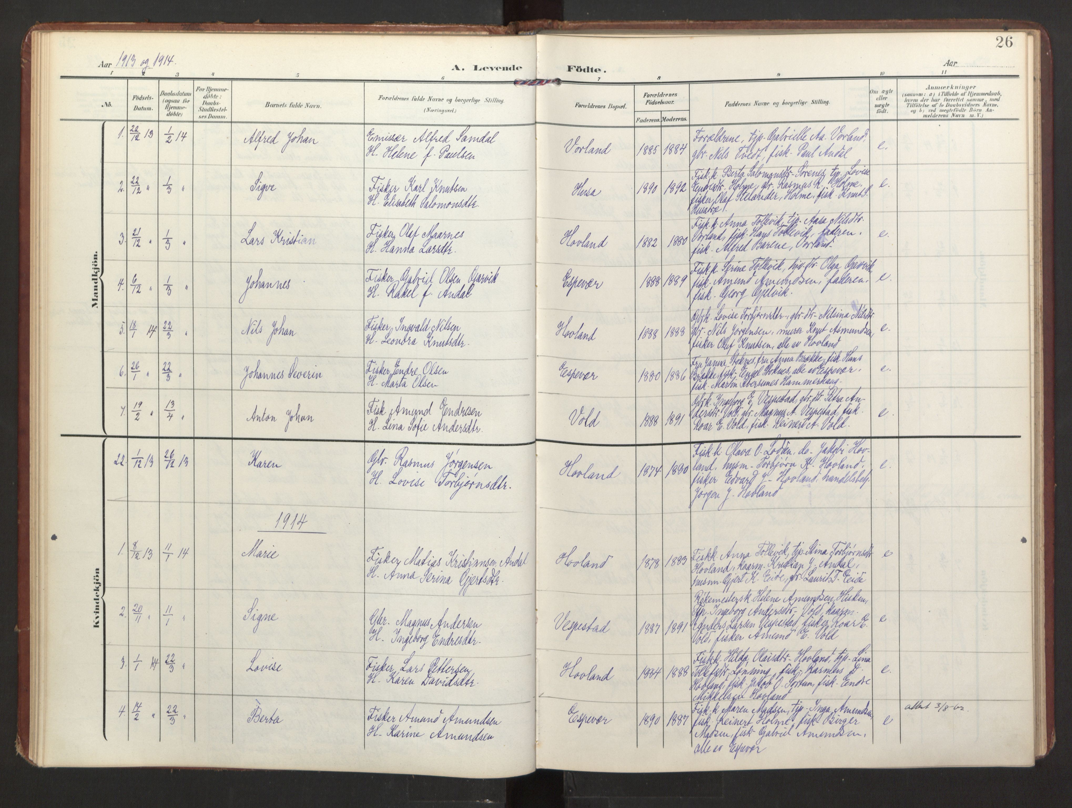 Finnås sokneprestembete, AV/SAB-A-99925/H/Ha/Haa/Haad/L0003: Parish register (official) no. D 3, 1907-1921, p. 26