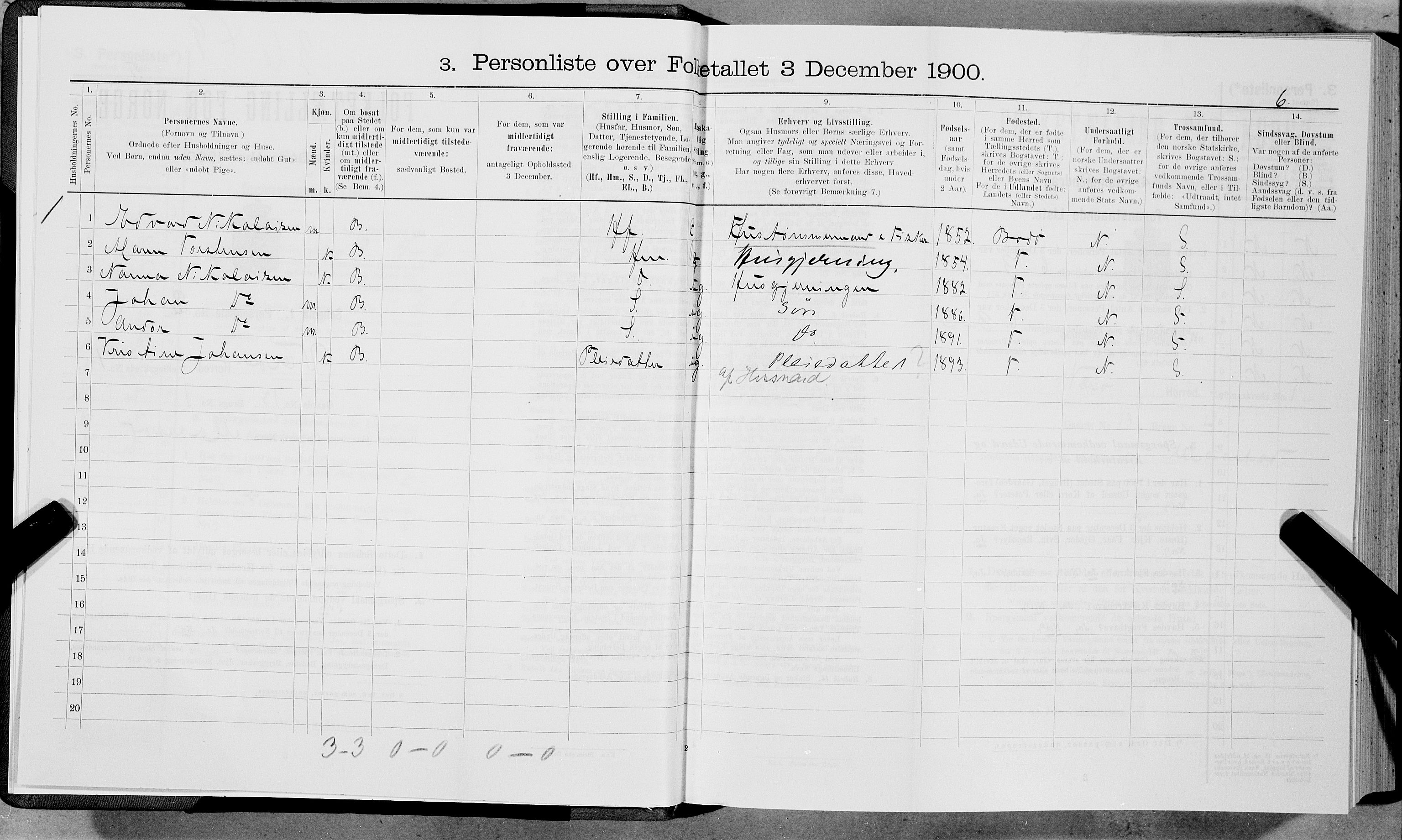 SAT, 1900 census for Værøy, 1900, p. 15