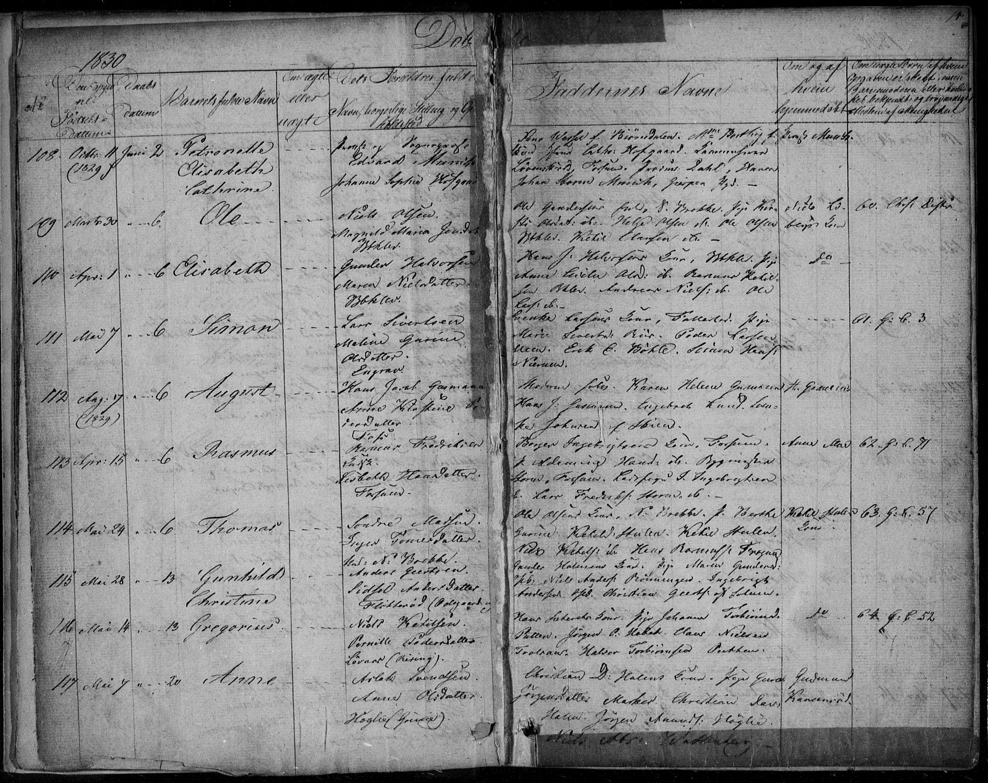 Gjerpen kirkebøker, AV/SAKO-A-265/F/Fa/L0006: Parish register (official) no. I 6, 1829-1834, p. 14