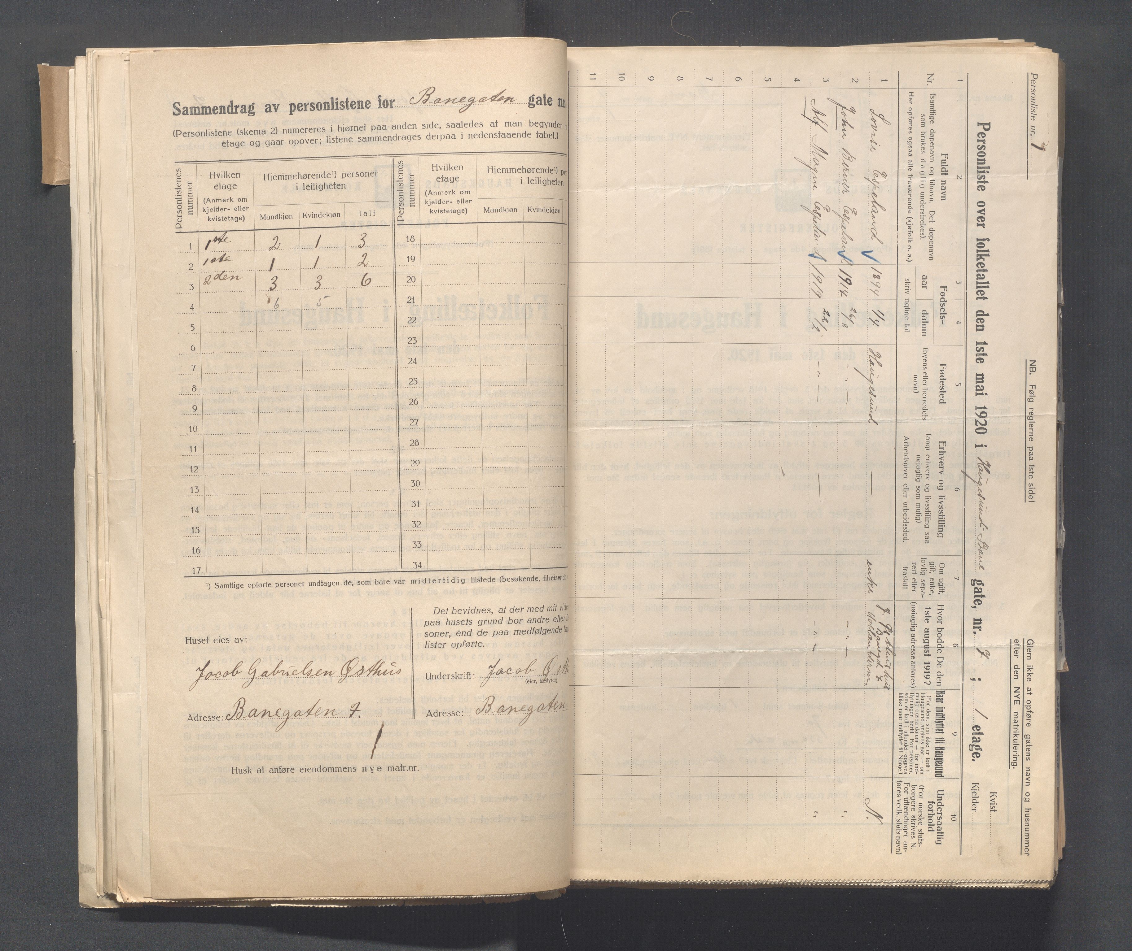 IKAR, Local census 1.5.1920 for Haugesund, 1920, p. 103