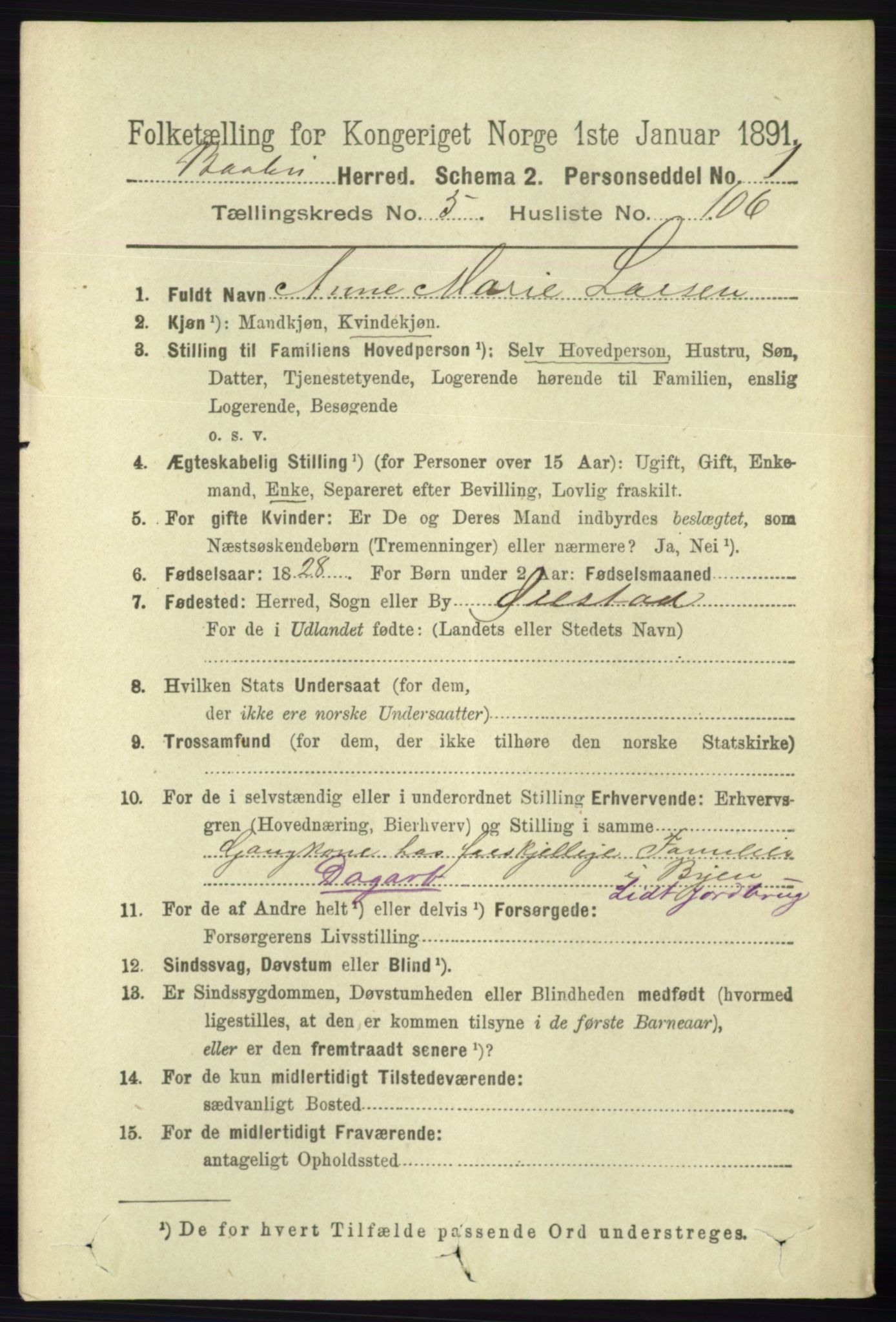 RA, 1891 census for 0990 Barbu, 1891, p. 4350