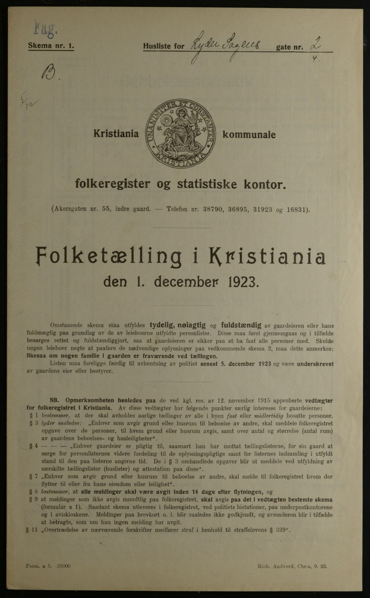 OBA, Municipal Census 1923 for Kristiania, 1923, p. 64975