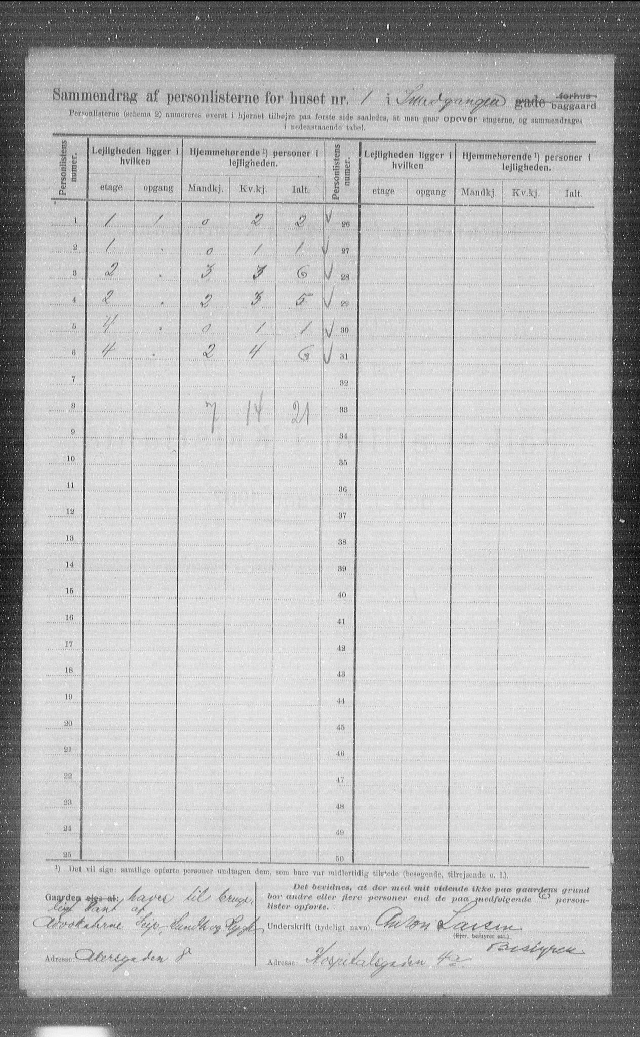 OBA, Municipal Census 1907 for Kristiania, 1907, p. 49578