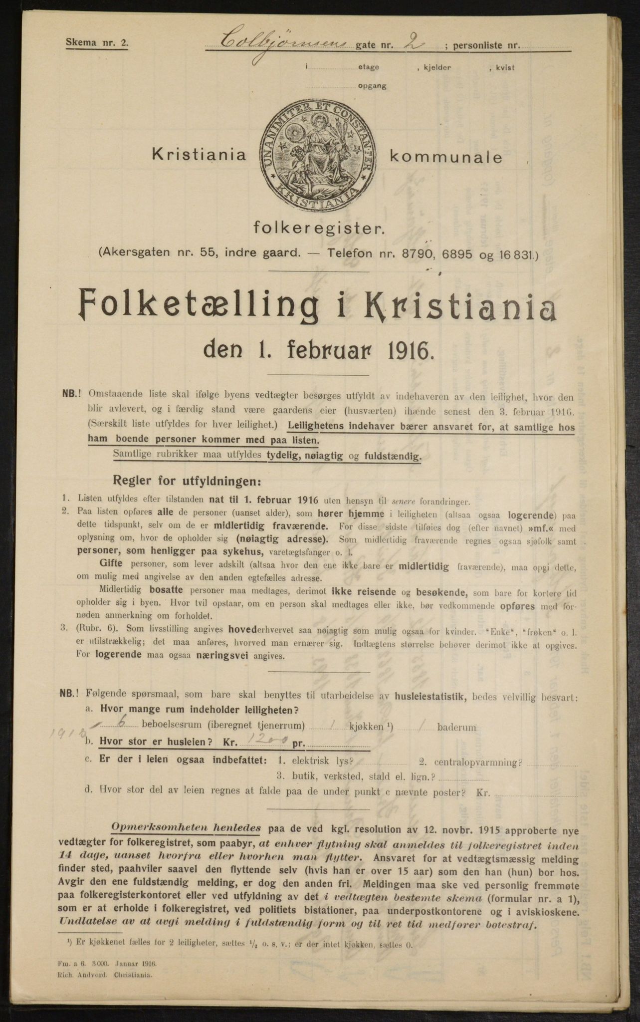 OBA, Municipal Census 1916 for Kristiania, 1916, p. 12949