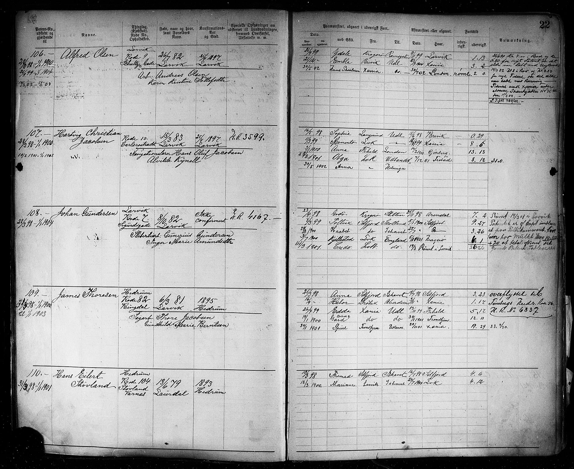 Larvik innrulleringskontor, AV/SAKO-A-787/F/Fb/L0002: Annotasjonsrulle, 1897-1917, p. 24