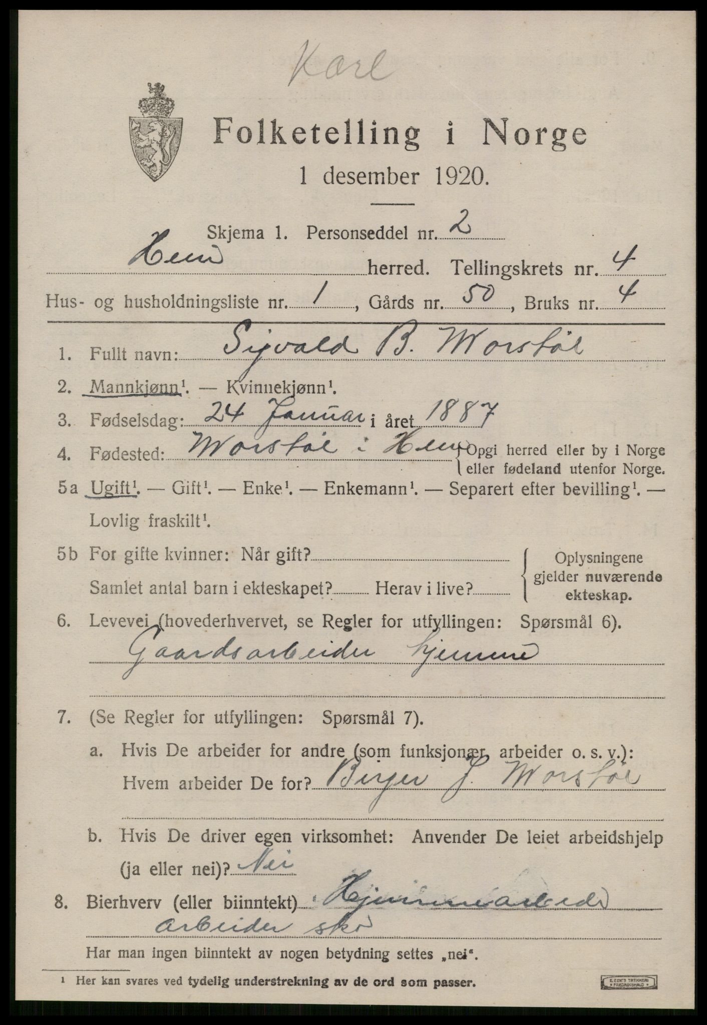 SAT, 1920 census for Hen, 1920, p. 1886