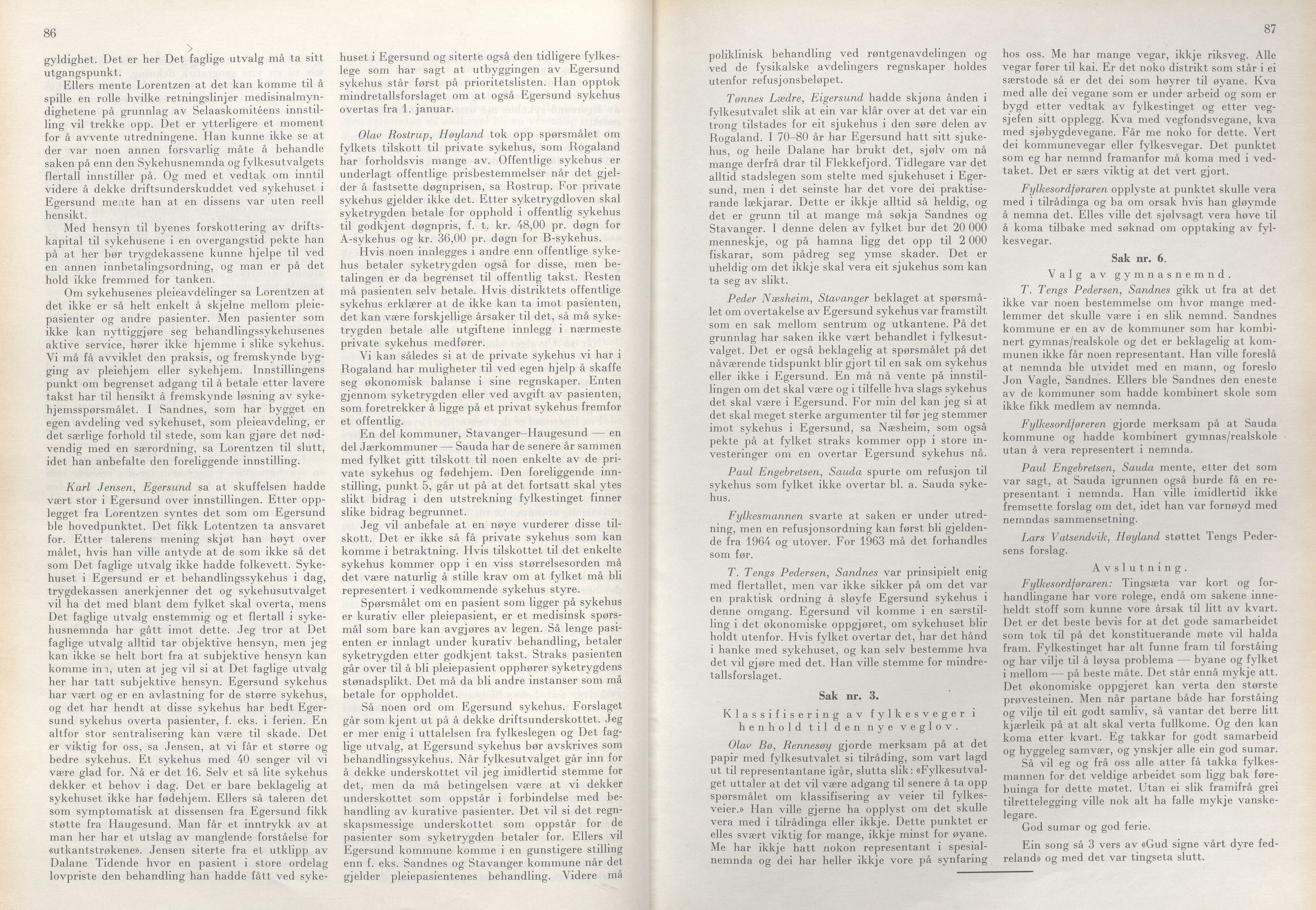 Rogaland fylkeskommune - Fylkesrådmannen , IKAR/A-900/A/Aa/Aaa/L0083: Møtebok , 1963, p. 86-87