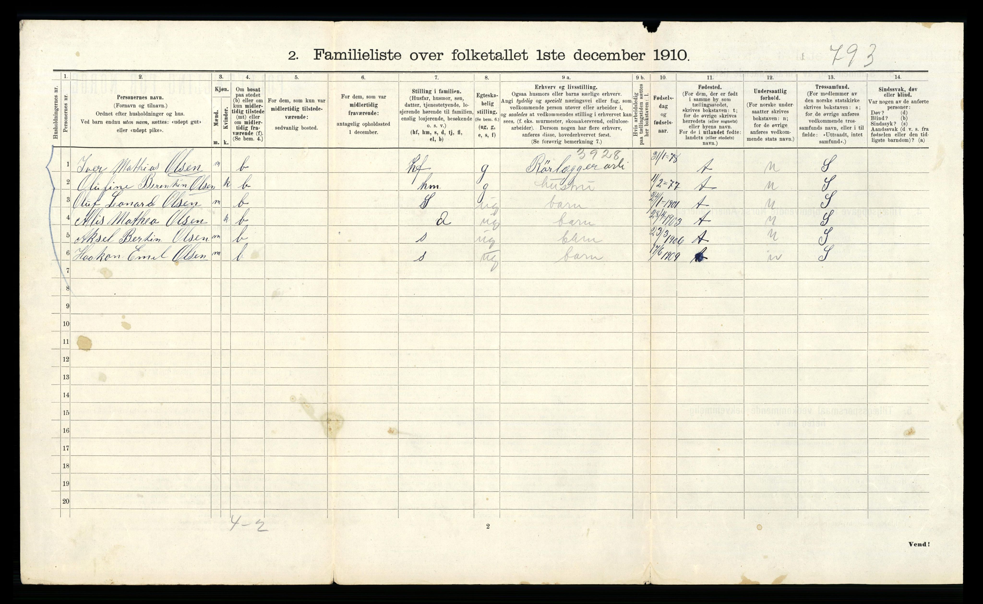 RA, 1910 census for Bergen, 1910, p. 40912