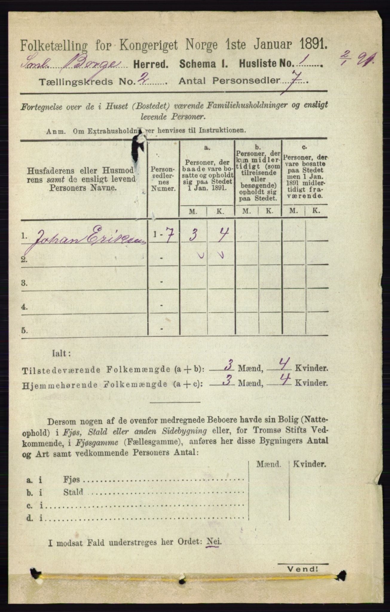 RA, 1891 census for 0113 Borge, 1891, p. 736