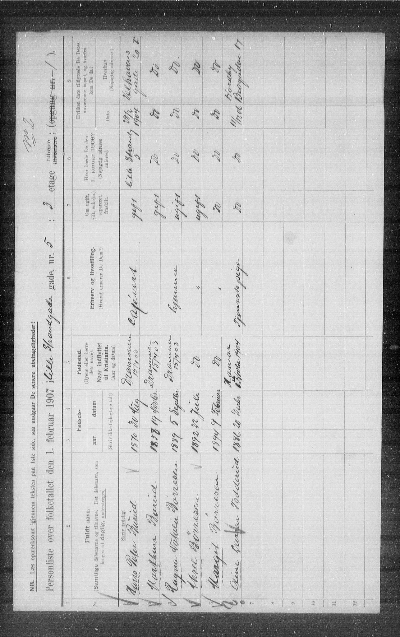 OBA, Municipal Census 1907 for Kristiania, 1907, p. 29656