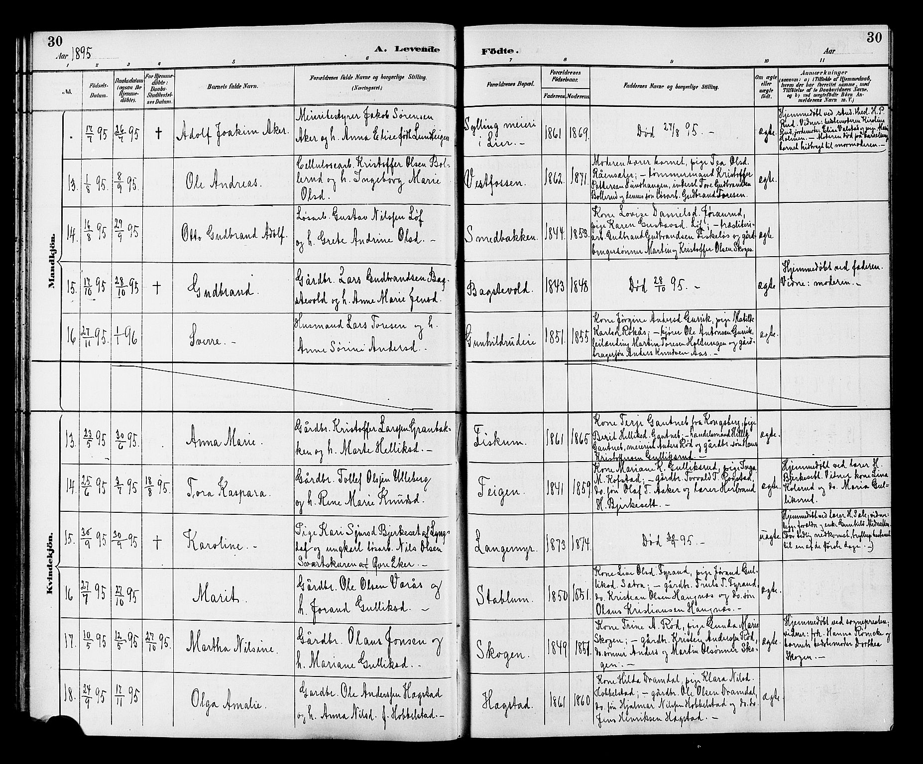 Fiskum kirkebøker, AV/SAKO-A-15/G/Ga/L0005: Parish register (copy) no. 5, 1887-1912, p. 30