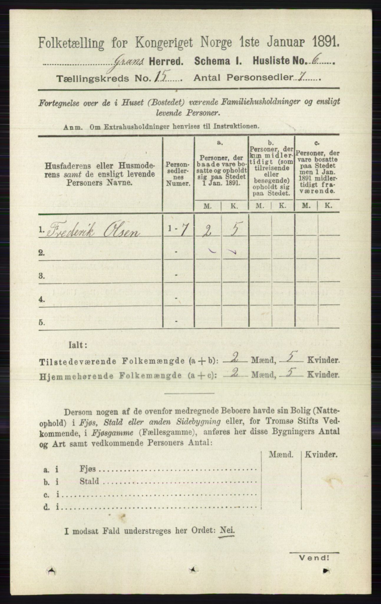 RA, 1891 census for 0534 Gran, 1891, p. 7546