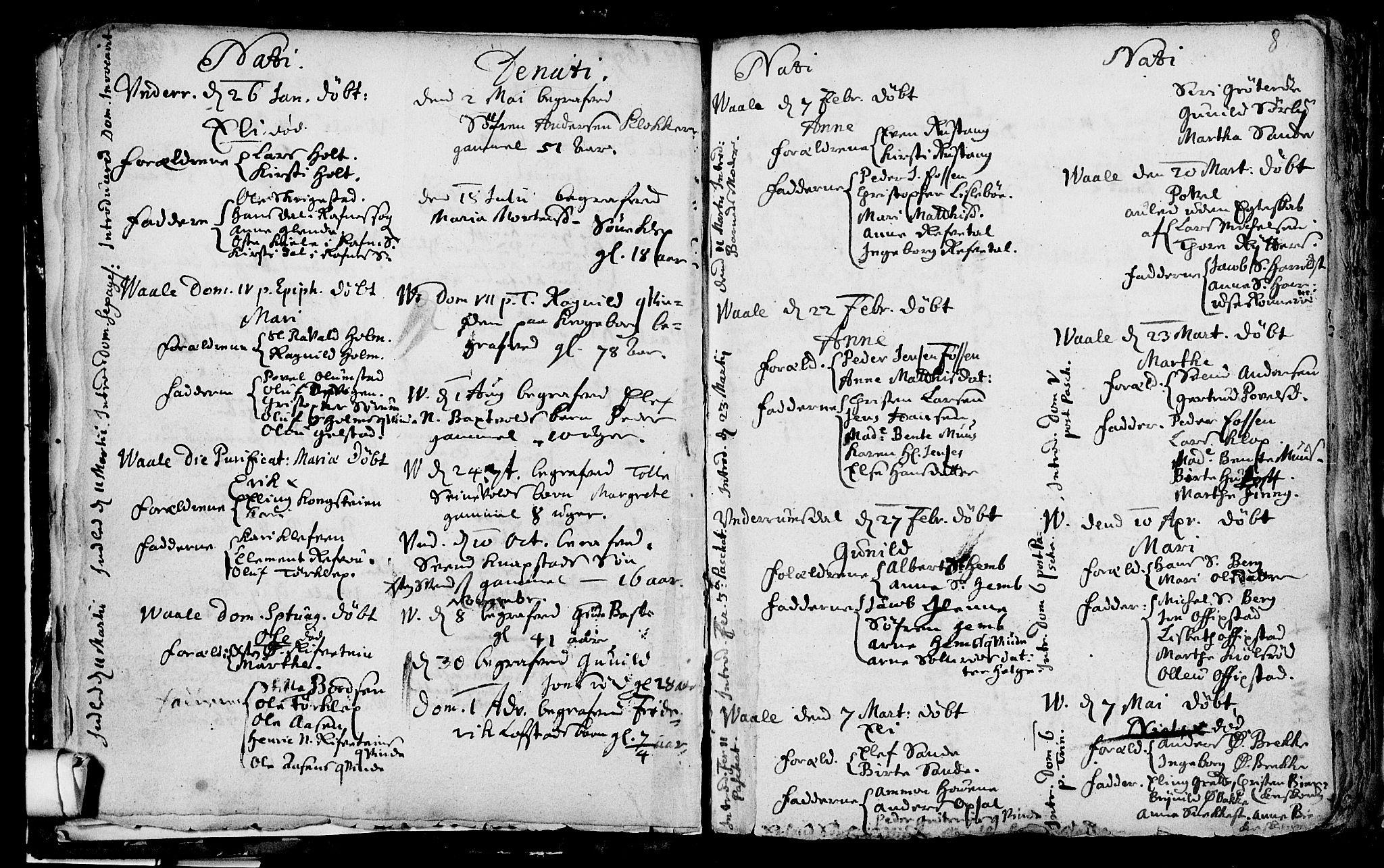 Våle kirkebøker, AV/SAKO-A-334/F/Fa/L0001: Parish register (official) no. I 1, 1693-1704, p. 8