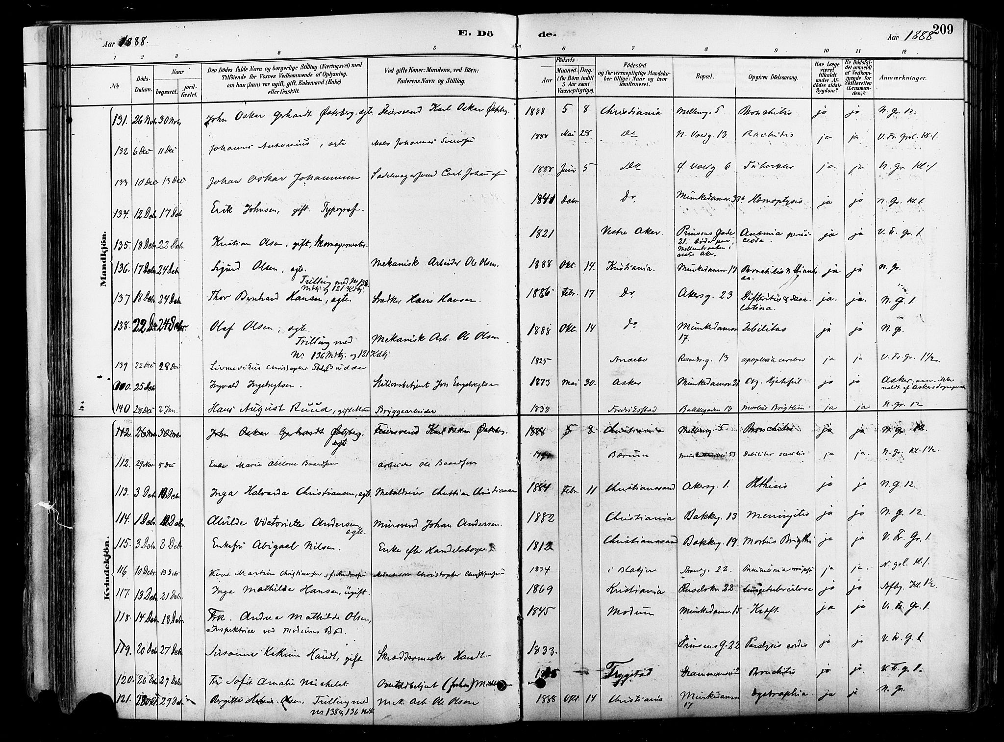 Johannes prestekontor Kirkebøker, AV/SAO-A-10852/F/Fa/L0004: Parish register (official) no. 4, 1883-1907, p. 209