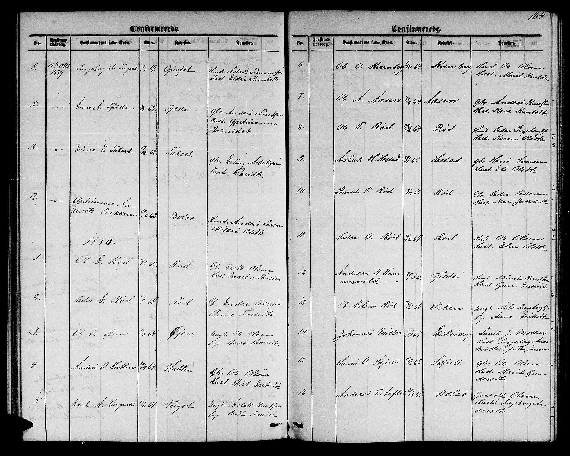 Ministerialprotokoller, klokkerbøker og fødselsregistre - Møre og Romsdal, SAT/A-1454/551/L0630: Parish register (copy) no. 551C02, 1867-1885, p. 164