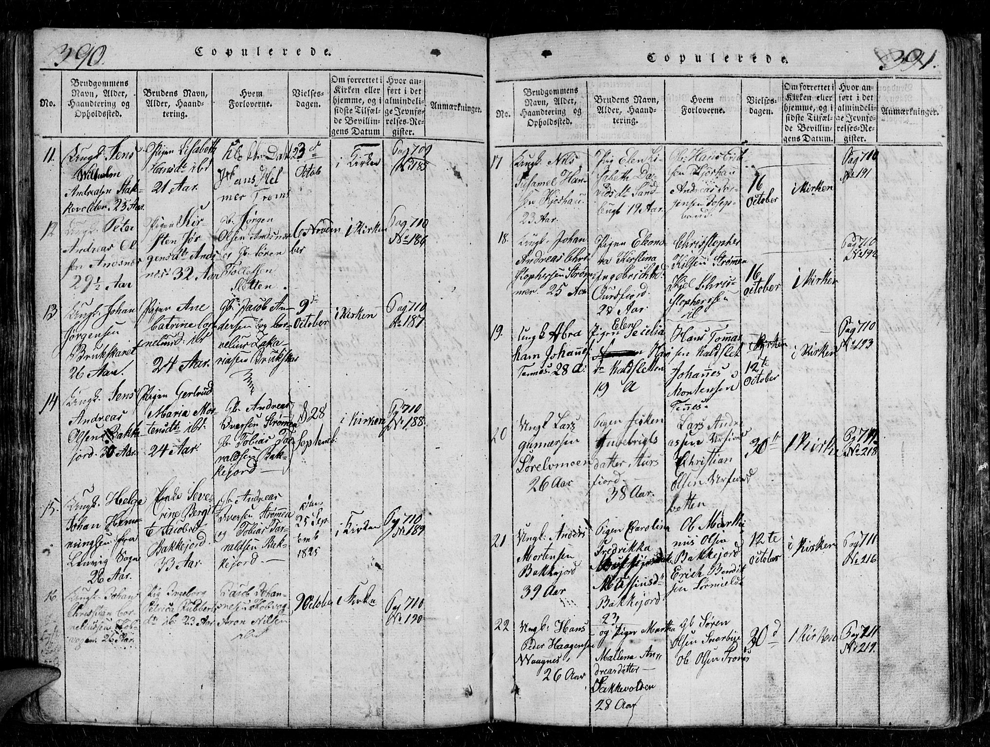 Tromsø sokneprestkontor/stiftsprosti/domprosti, SATØ/S-1343/G/Gb/L0001klokker: Parish register (copy) no. 1, 1821-1833, p. 390-391
