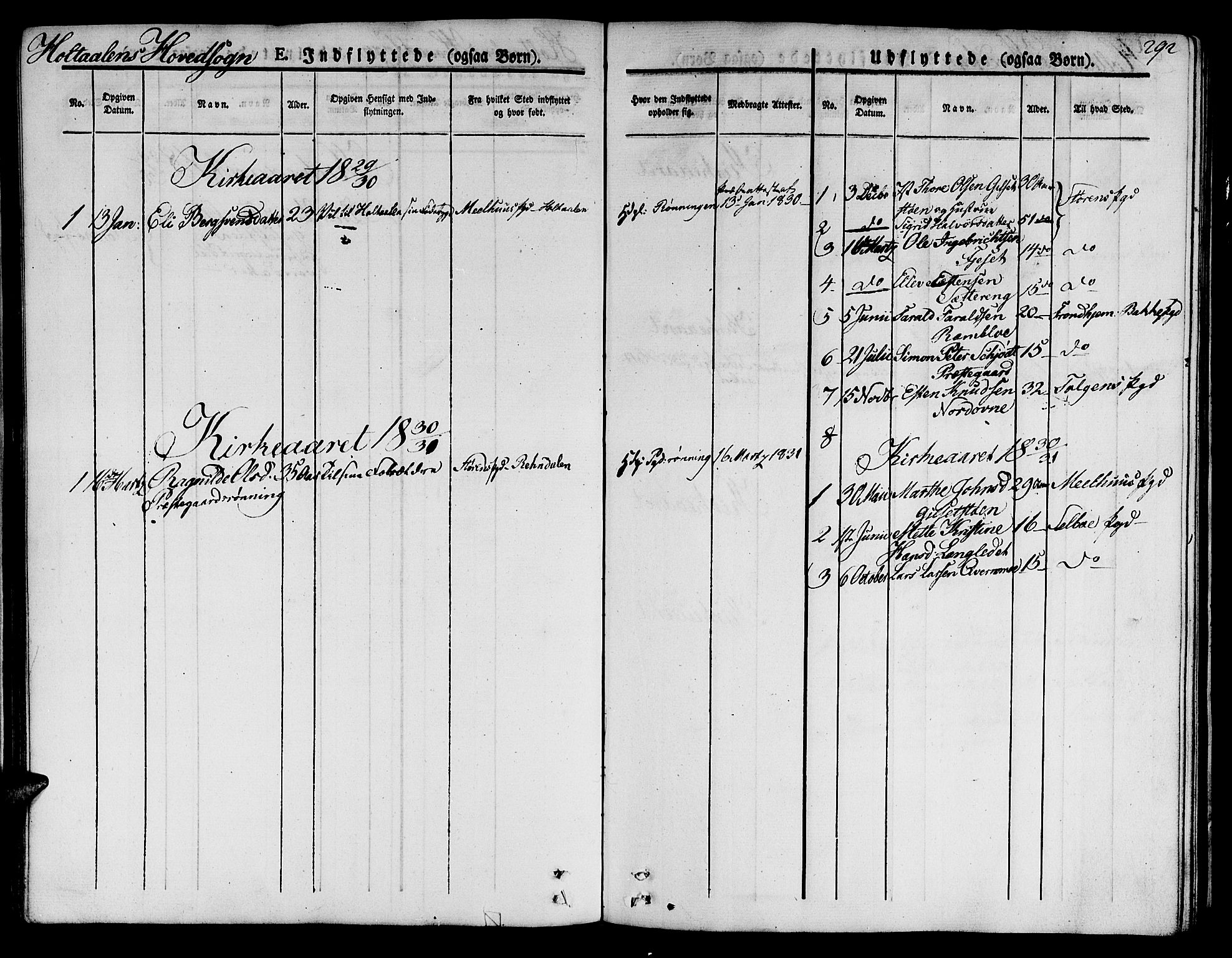 Ministerialprotokoller, klokkerbøker og fødselsregistre - Sør-Trøndelag, SAT/A-1456/685/L0960: Parish register (official) no. 685A05 /1, 1829-1845, p. 292