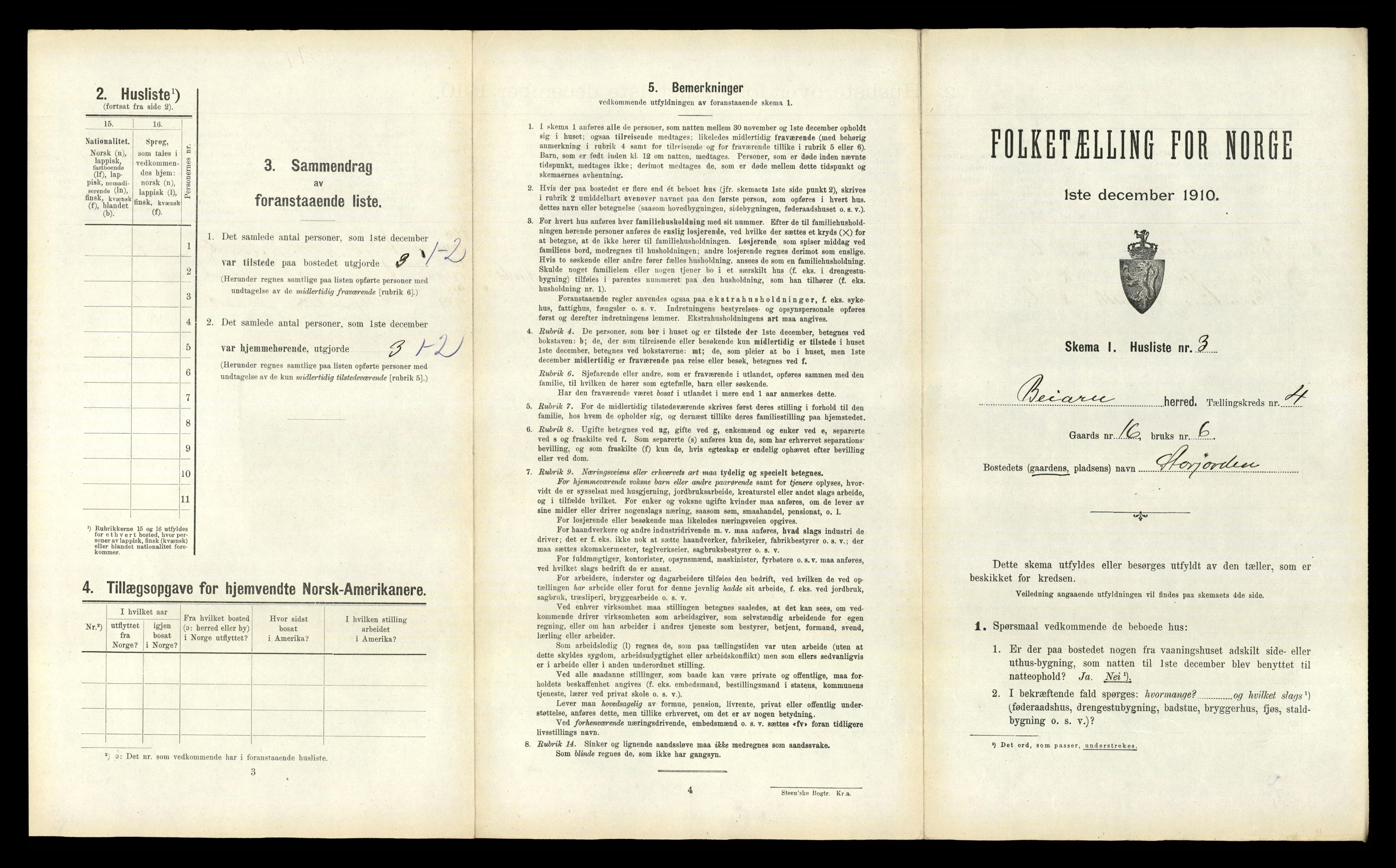 RA, 1910 census for Beiarn, 1910, p. 399