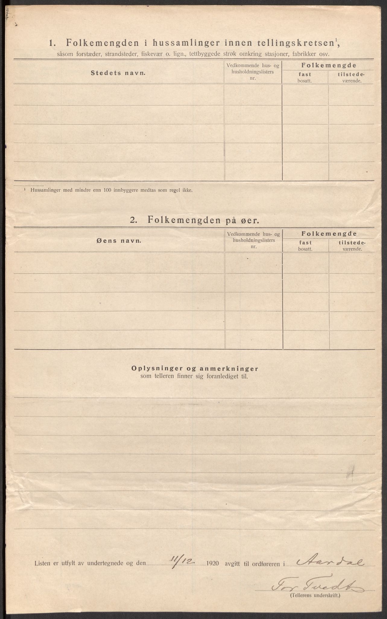 SAST, 1920 census for Årdal, 1920, p. 24