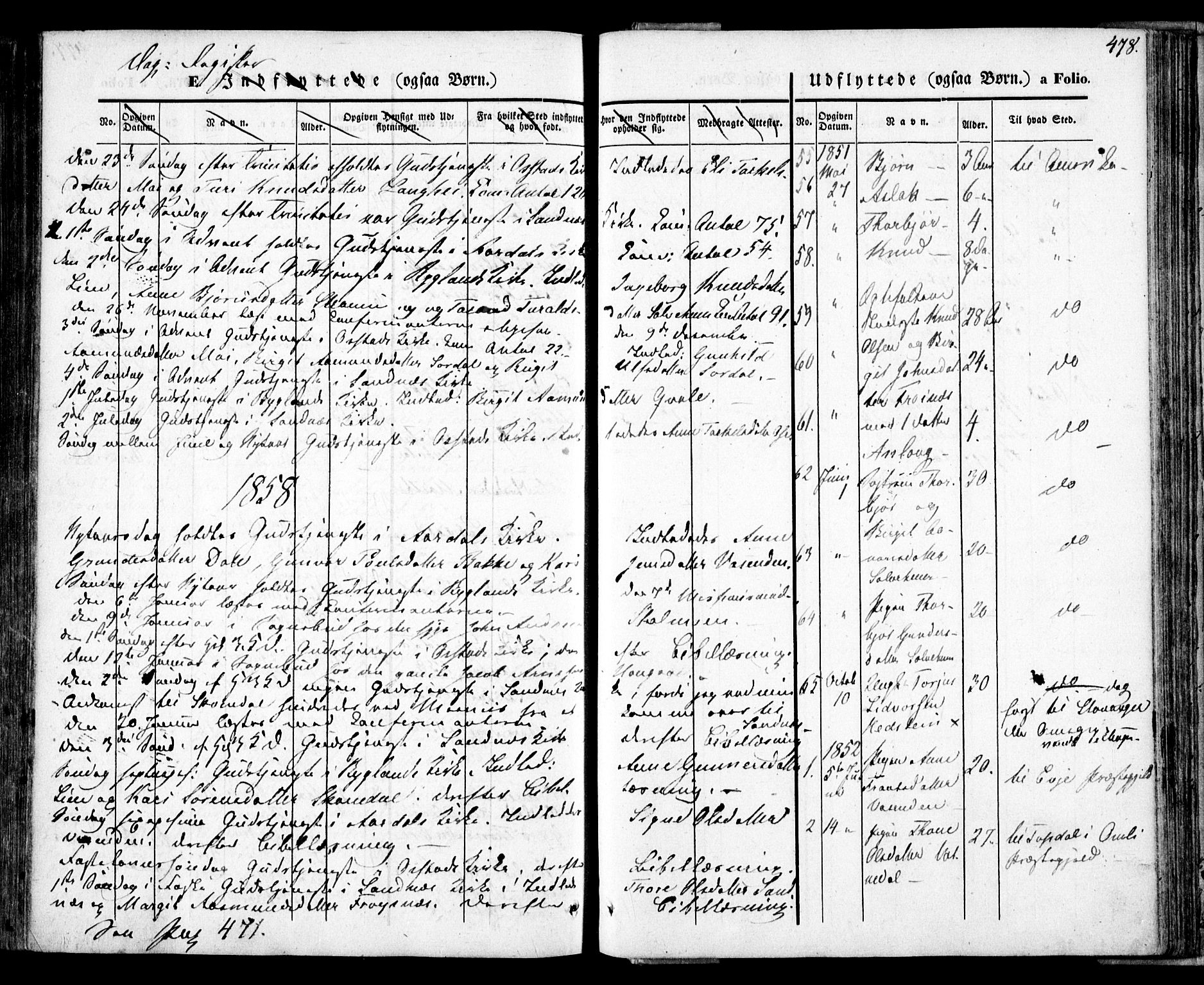 Bygland sokneprestkontor, SAK/1111-0006/F/Fa/Fab/L0004: Parish register (official) no. A 4, 1842-1858, p. 478