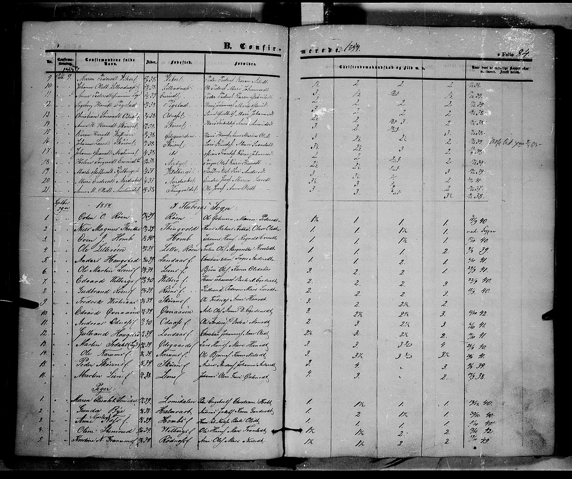 Land prestekontor, AV/SAH-PREST-120/H/Ha/Haa/L0009: Parish register (official) no. 9, 1847-1859, p. 84