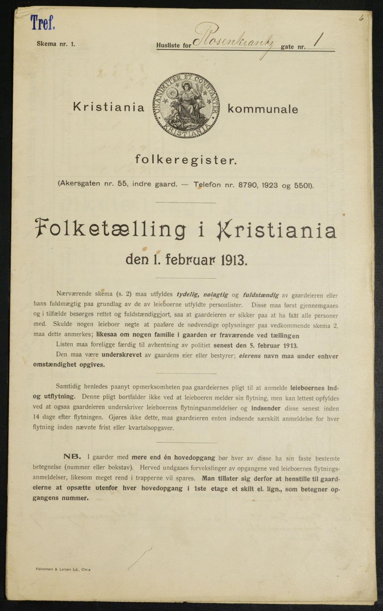 OBA, Municipal Census 1913 for Kristiania, 1913, p. 83800