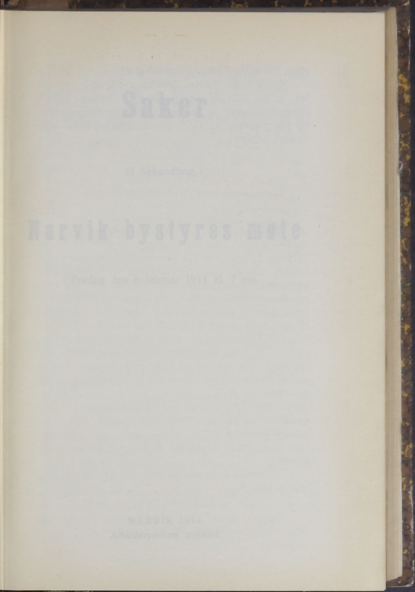 Narvik kommune. Formannskap , AIN/K-18050.150/A/Ab/L0004: Møtebok, 1914