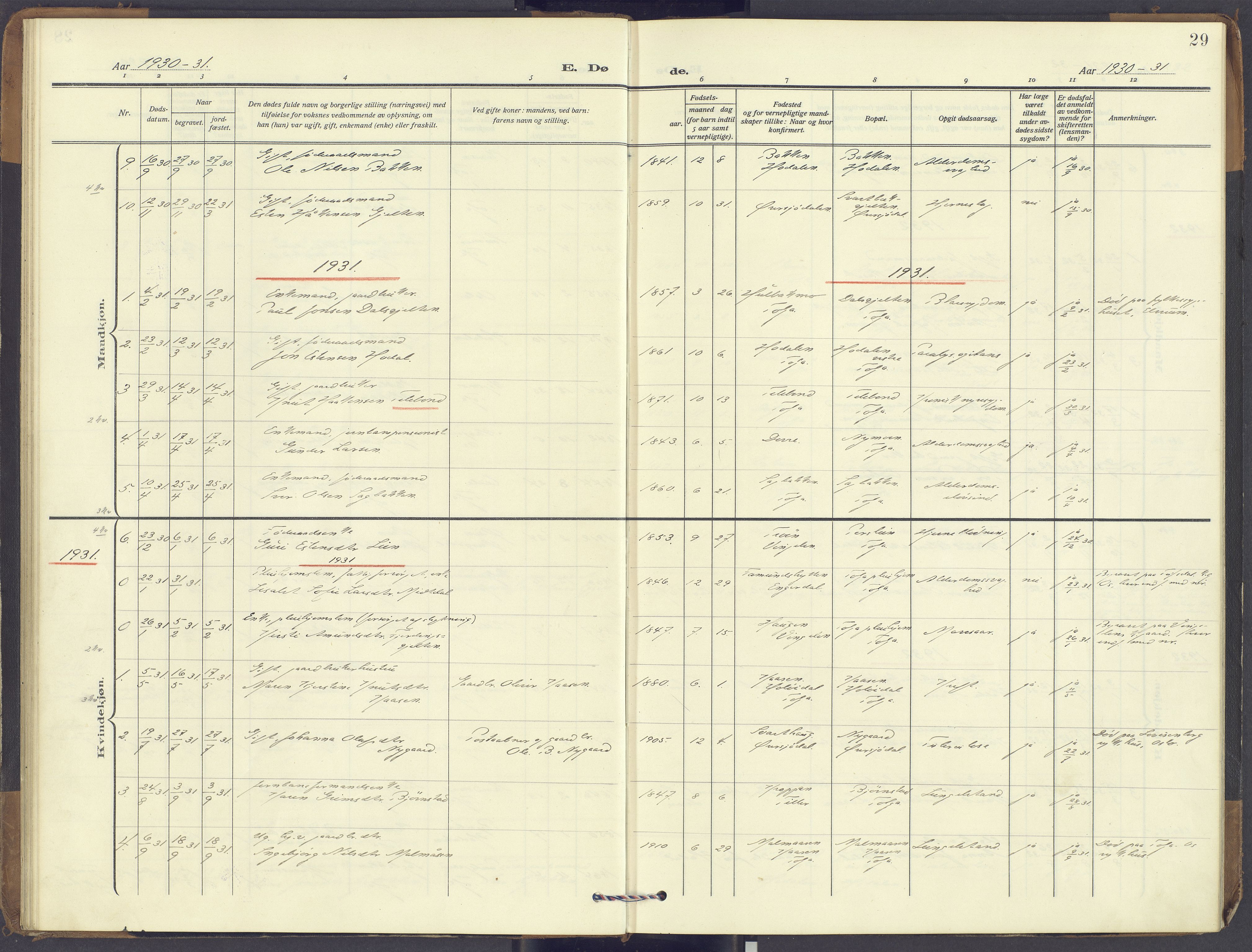Tolga prestekontor, SAH/PREST-062/K/L0018: Parish register (official) no. 18, 1911-1989, p. 29