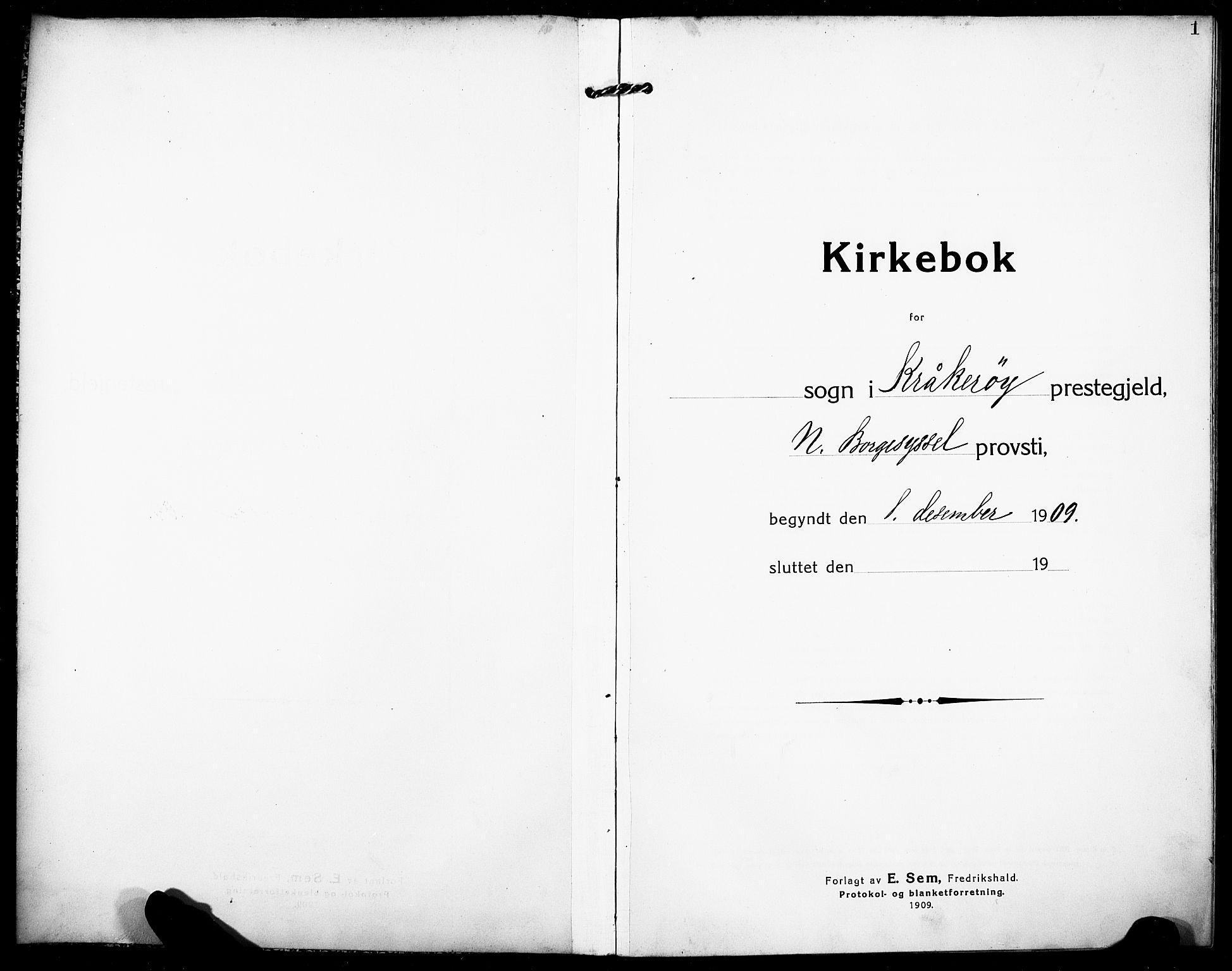 Kråkerøy prestekontor Kirkebøker, SAO/A-10912/F/Fa/L0001: Parish register (official) no. 1, 1909-1927, p. 1