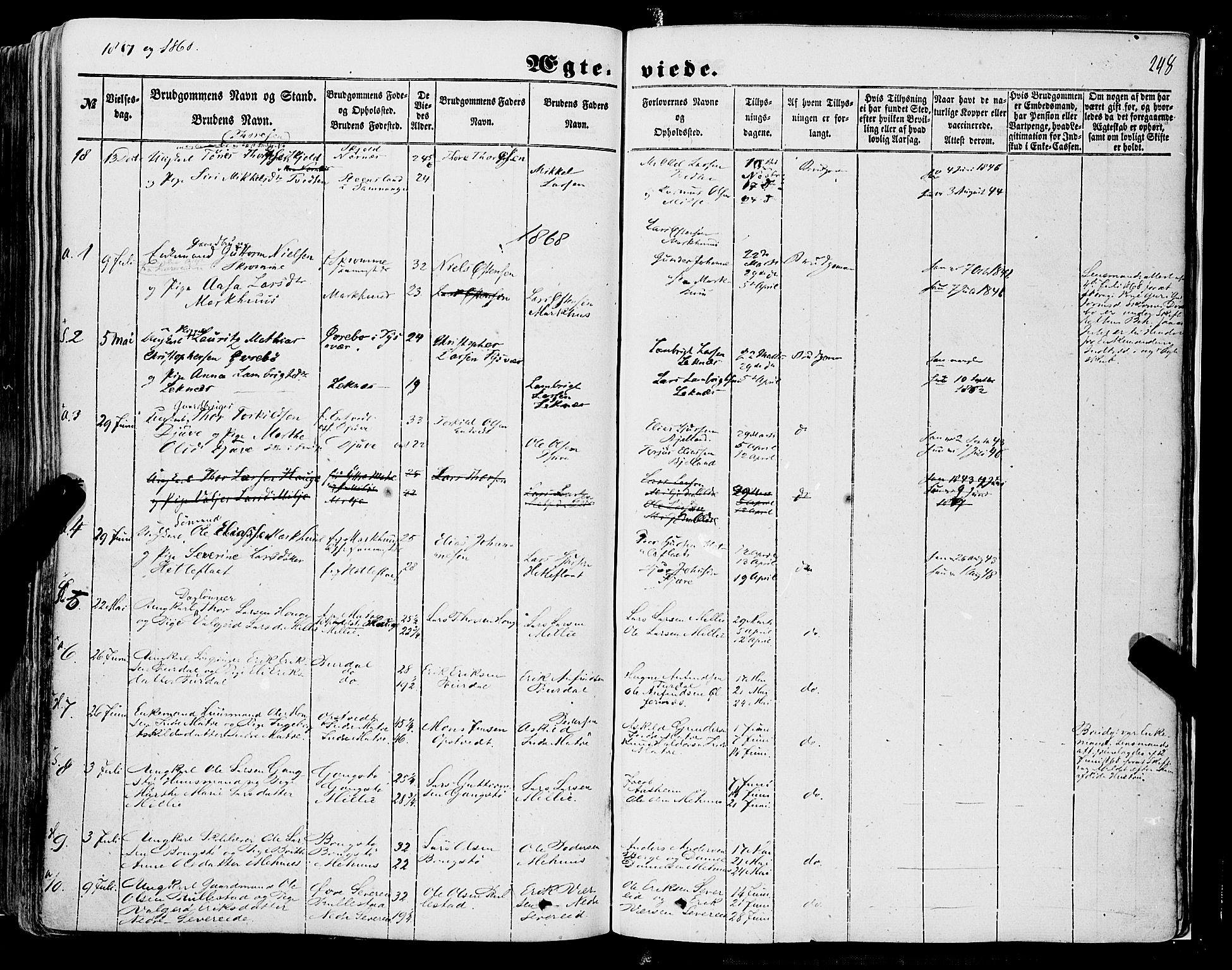 Skånevik sokneprestembete, SAB/A-77801/H/Haa: Parish register (official) no. A 5I, 1848-1869, p. 248