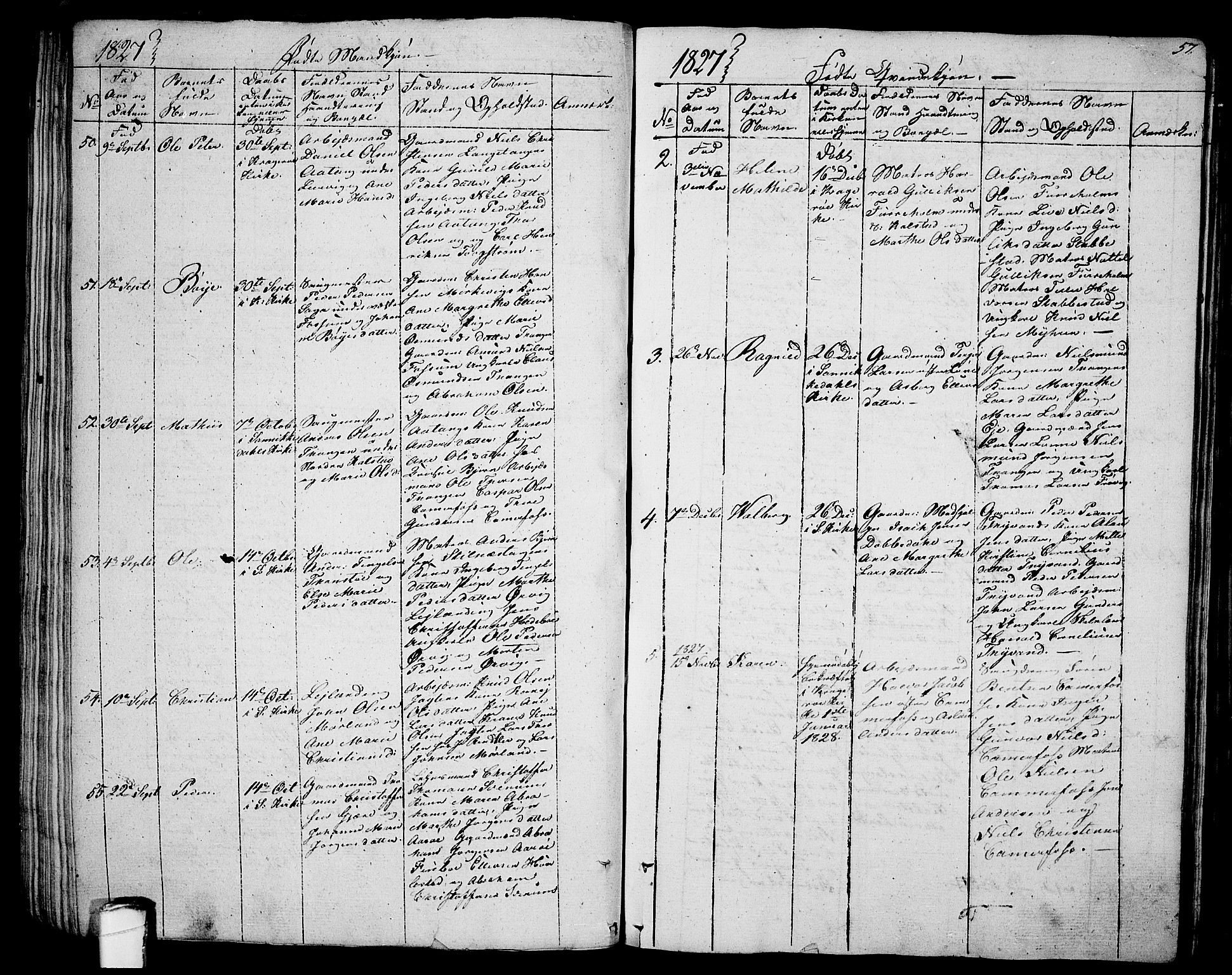 Sannidal kirkebøker, SAKO/A-296/F/Fa/L0005: Parish register (official) no. 5, 1823-1830, p. 57