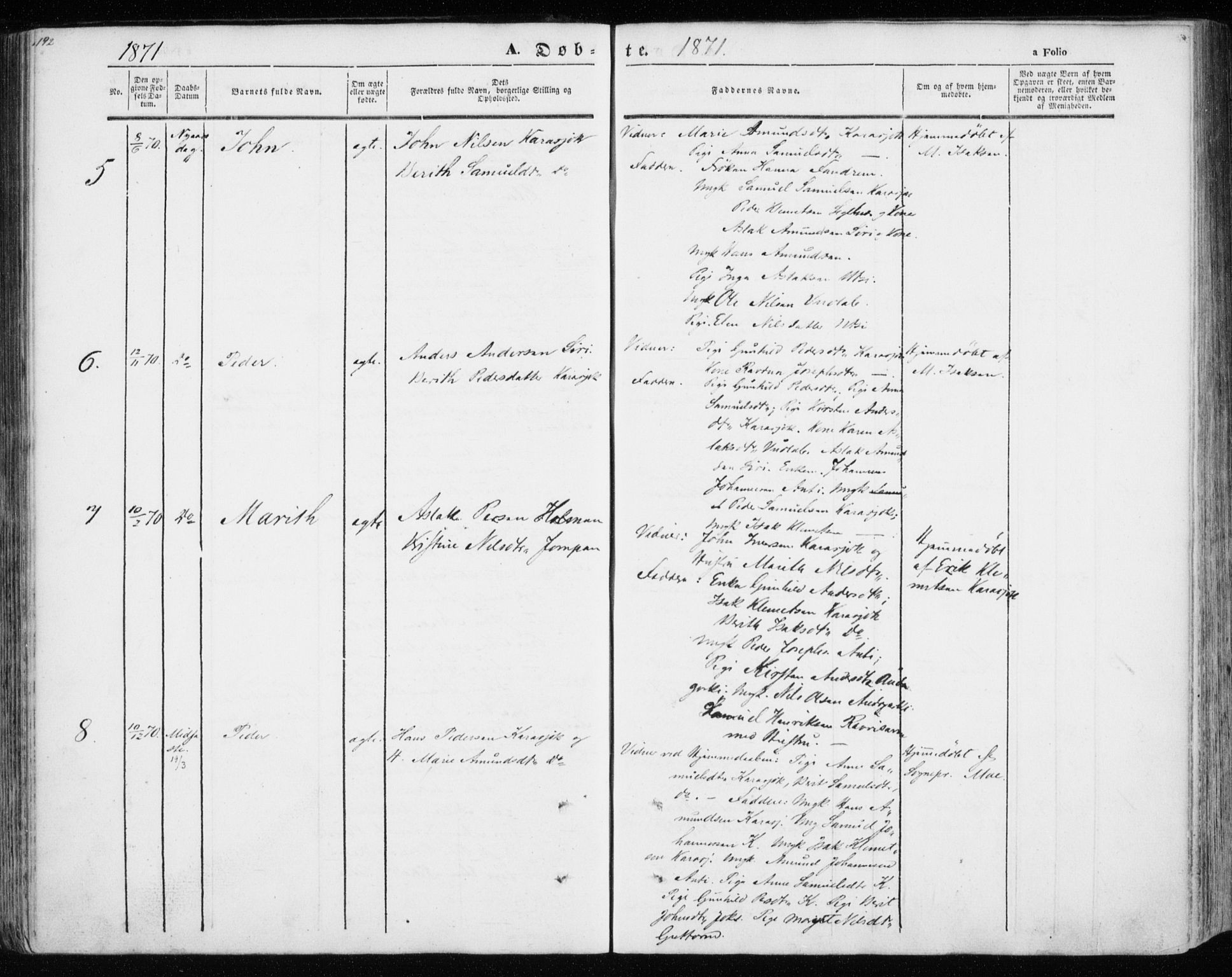 Kistrand/Porsanger sokneprestembete, AV/SATØ-S-1351/H/Ha/L0012.kirke: Parish register (official) no. 12, 1843-1871, p. 192-193