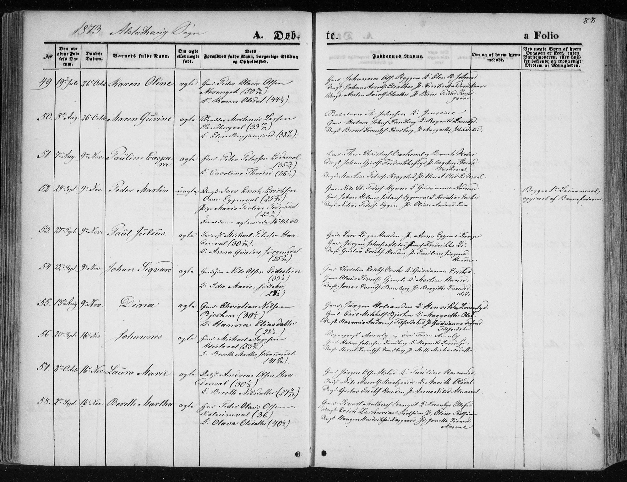 Ministerialprotokoller, klokkerbøker og fødselsregistre - Nord-Trøndelag, SAT/A-1458/717/L0157: Parish register (official) no. 717A08 /1, 1863-1877, p. 88