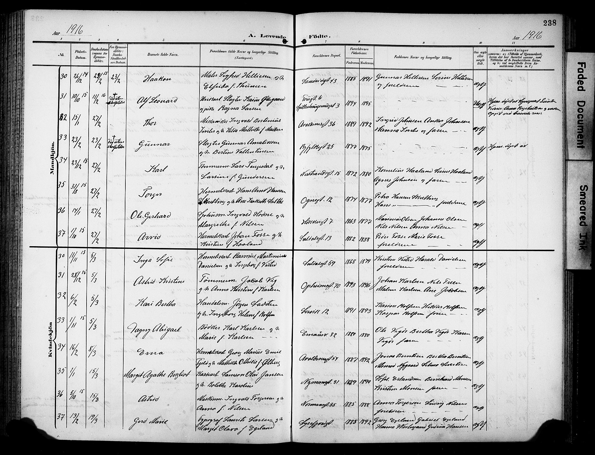 St. Johannes sokneprestkontor, AV/SAST-A-101814/001/30/30BB/L0006: Parish register (copy) no. B 6, 1907-1917, p. 238