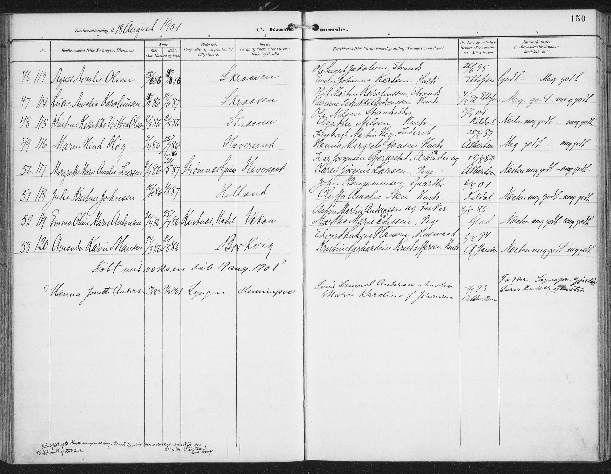 Ministerialprotokoller, klokkerbøker og fødselsregistre - Nordland, AV/SAT-A-1459/874/L1062: Parish register (official) no. 874A06, 1899-1907, p. 150