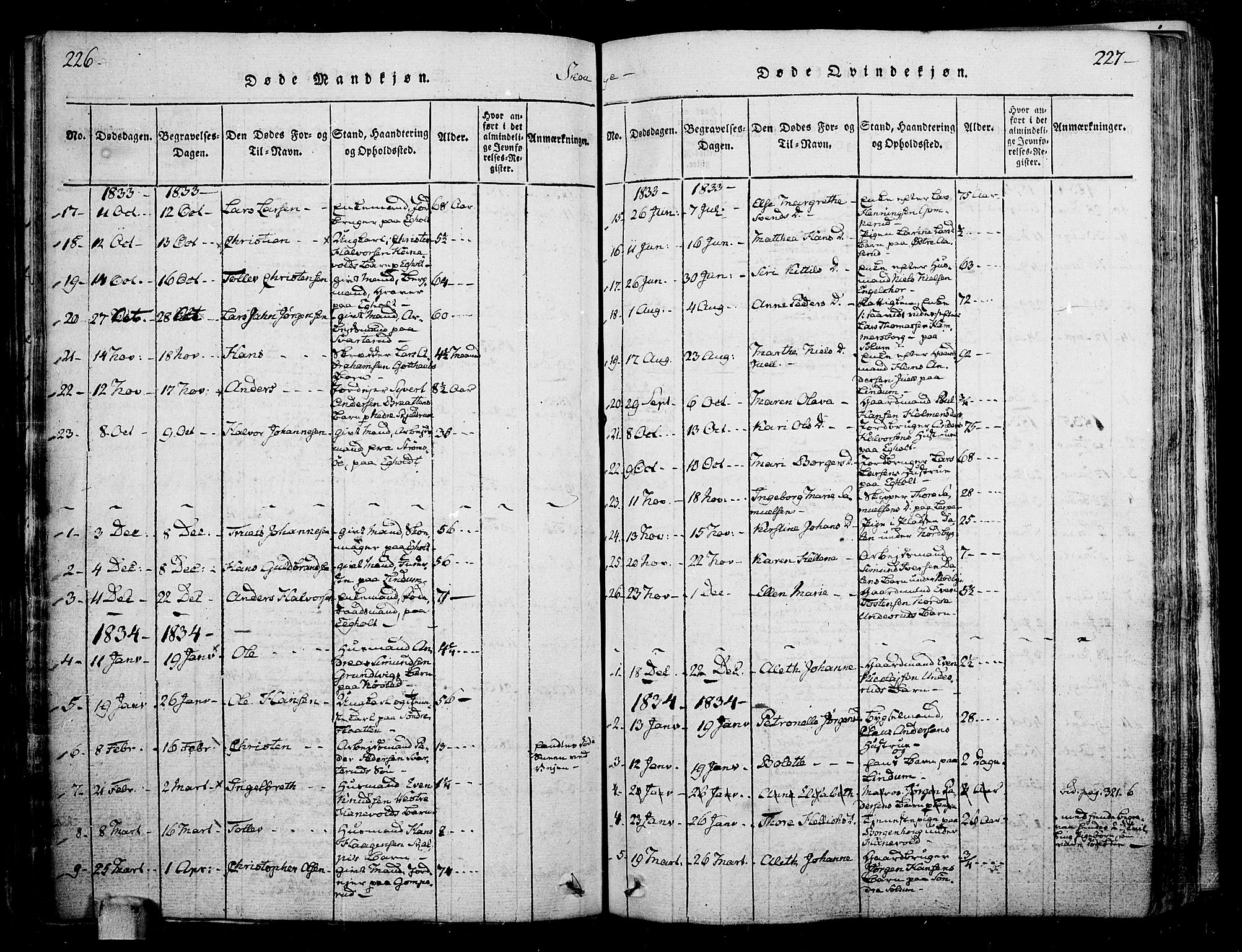 Skoger kirkebøker, AV/SAKO-A-59/F/Fa/L0002: Parish register (official) no. I 2 /1, 1814-1842, p. 226-227