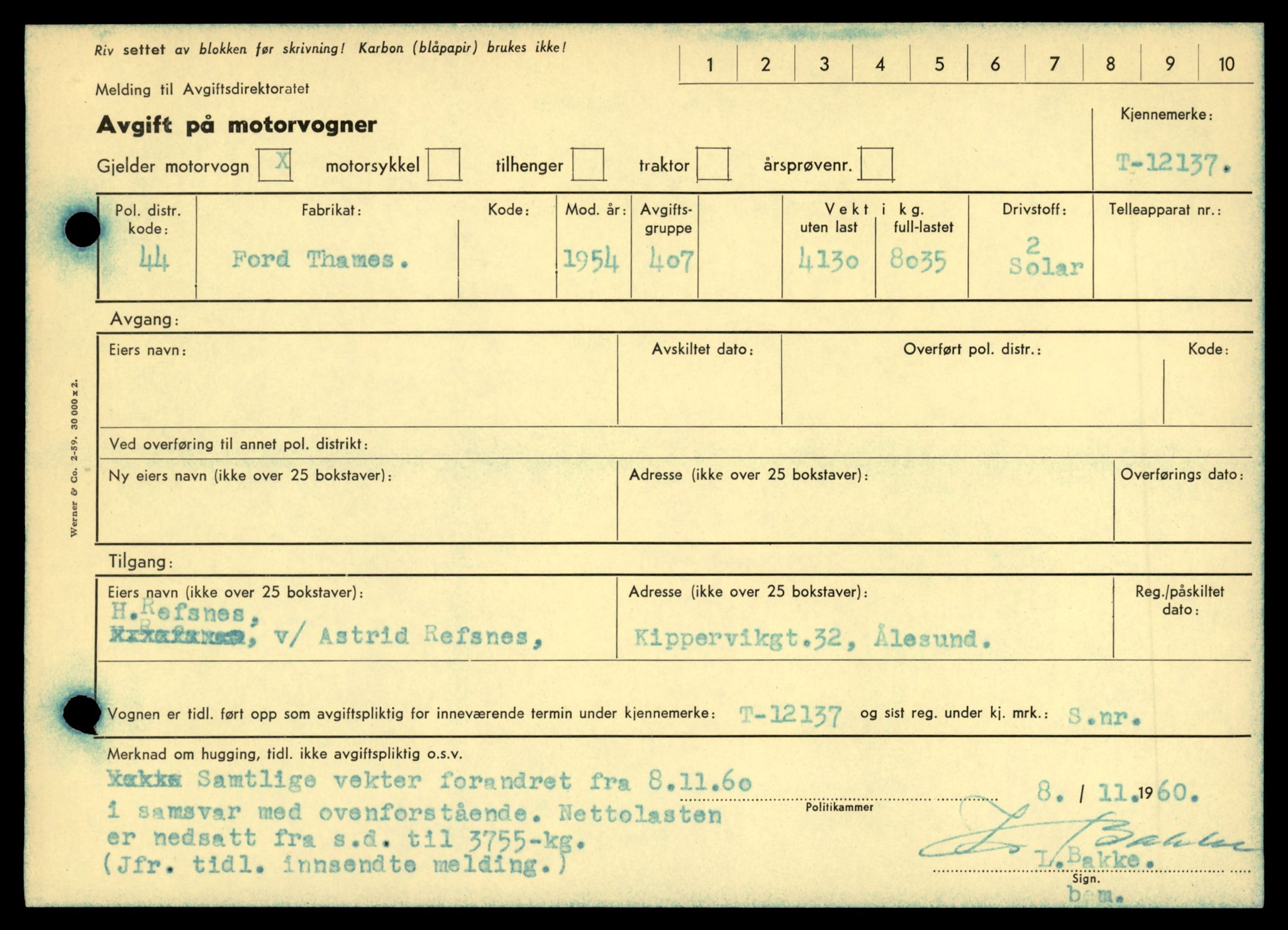 Møre og Romsdal vegkontor - Ålesund trafikkstasjon, AV/SAT-A-4099/F/Fe/L0032: Registreringskort for kjøretøy T 11997 - T 12149, 1927-1998, p. 3449