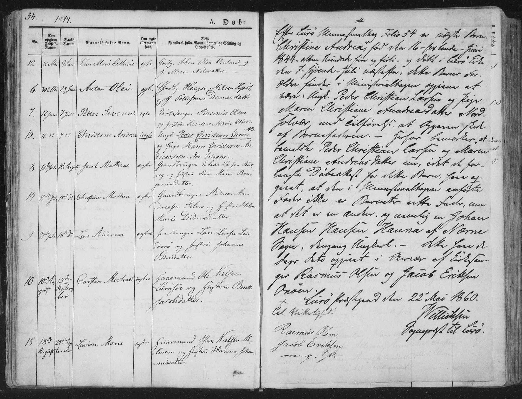 Ministerialprotokoller, klokkerbøker og fødselsregistre - Nordland, AV/SAT-A-1459/839/L0565: Parish register (official) no. 839A02, 1825-1862, p. 54