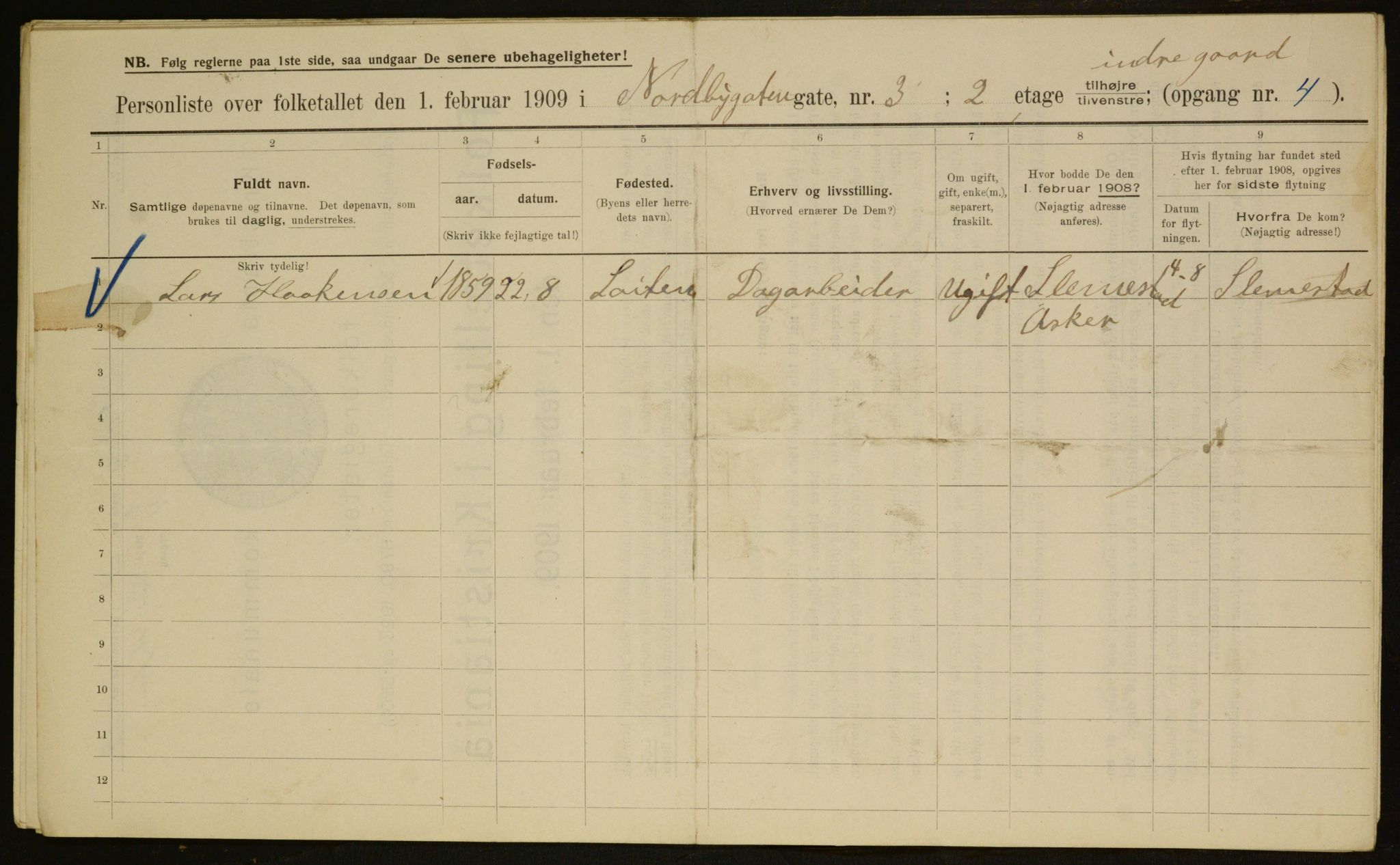 OBA, Municipal Census 1909 for Kristiania, 1909, p. 64665