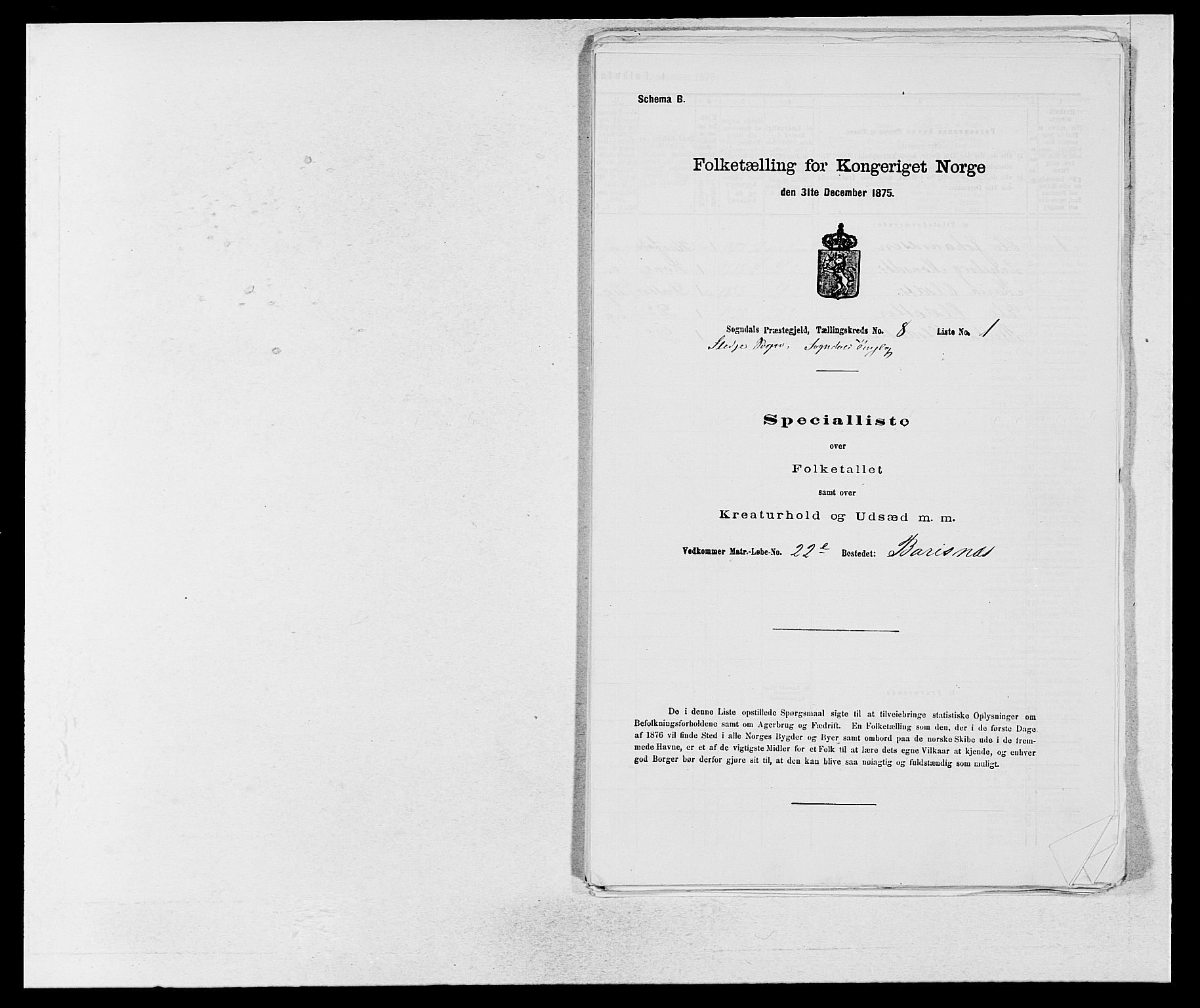 SAB, 1875 census for 1420P Sogndal, 1875, p. 752