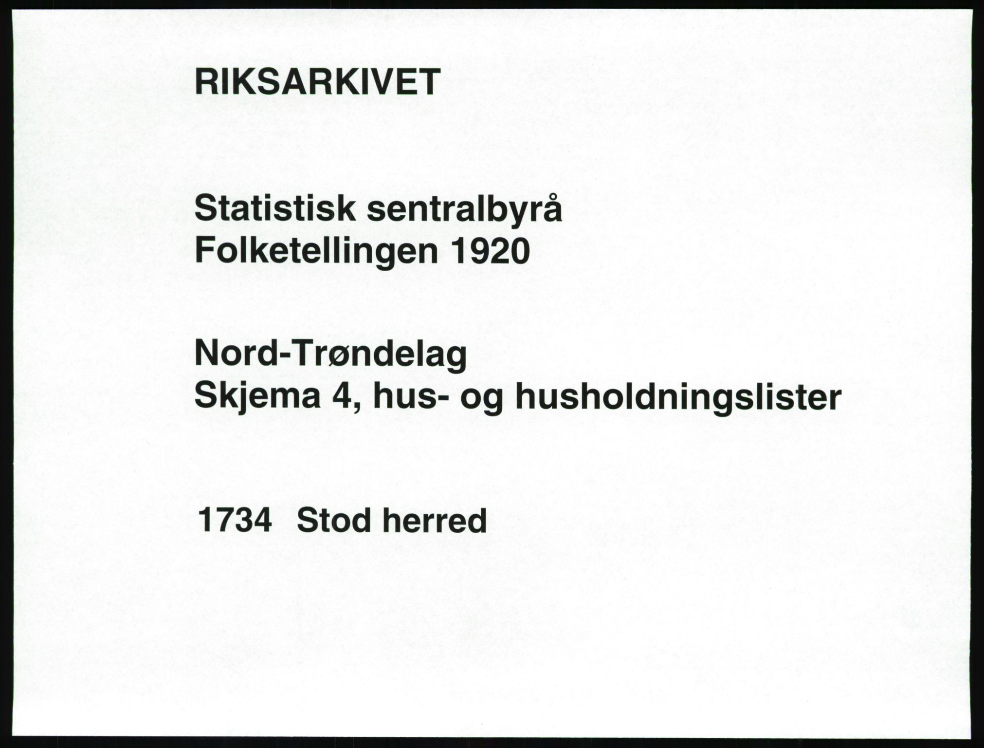 SAT, 1920 census for Stod, 1920, p. 16