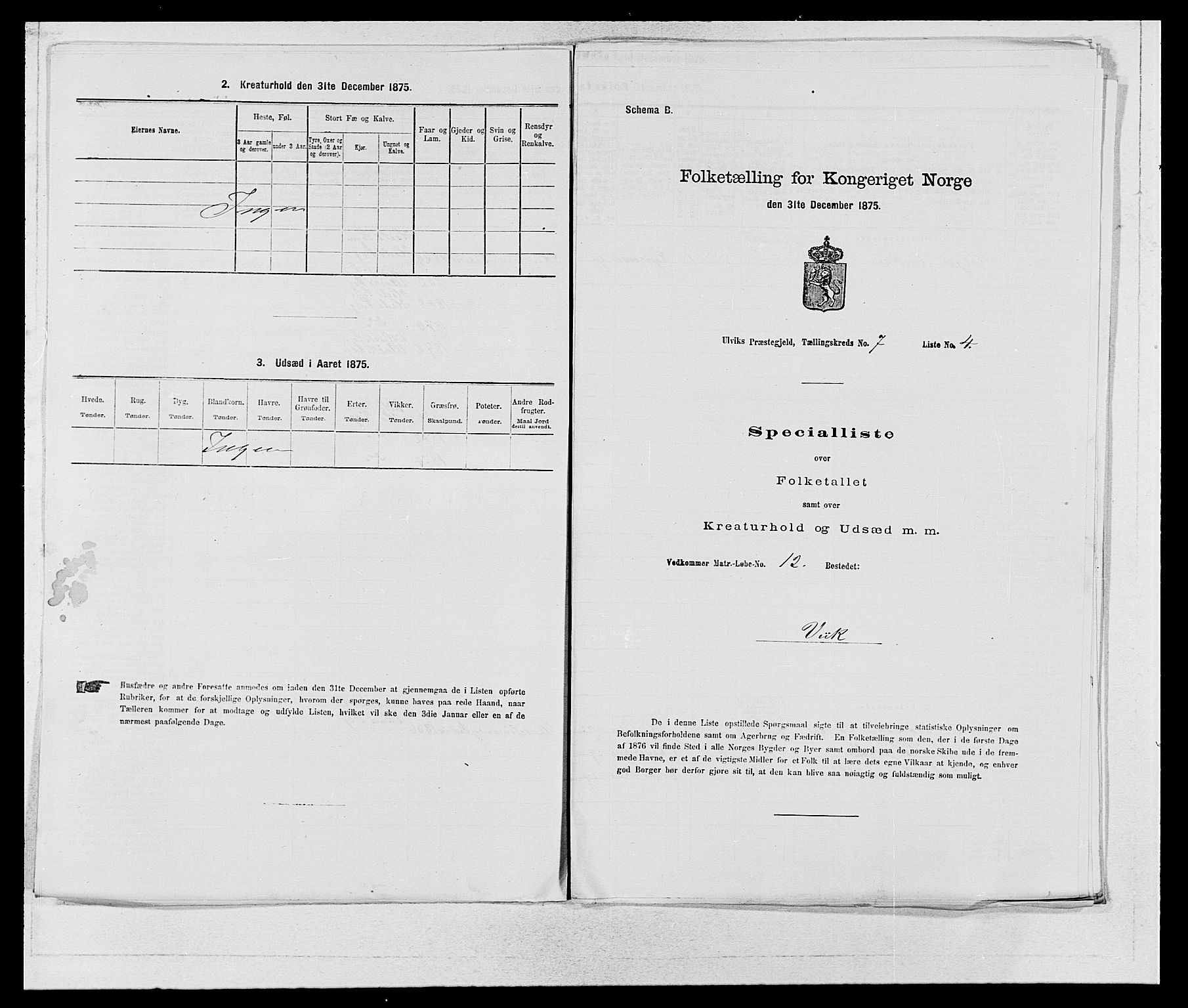 SAB, 1875 census for 1233P Ulvik, 1875, p. 1139