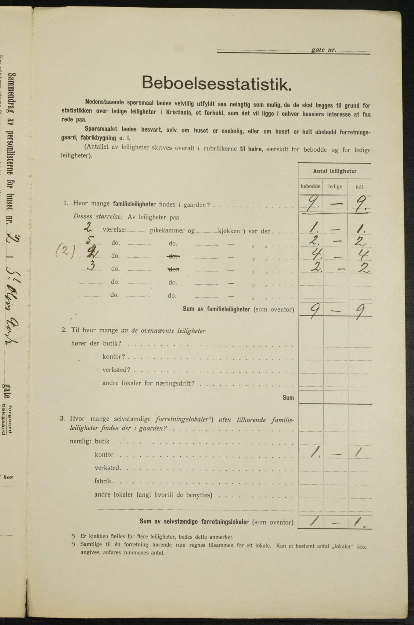 OBA, Municipal Census 1913 for Kristiania, 1913, p. 87952